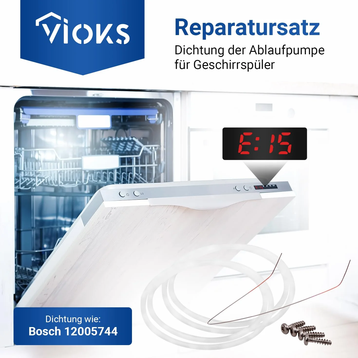 VIOKS Zestaw 2 szt. Zestaw do naprawy uszczelki pompy 12005744 - śr. 182mm do zmywarki Uszczelka pompy odpływowej Siemens Bosch Neff Uszczelka odpływowa do zmywarki Siemens zamienniki przy