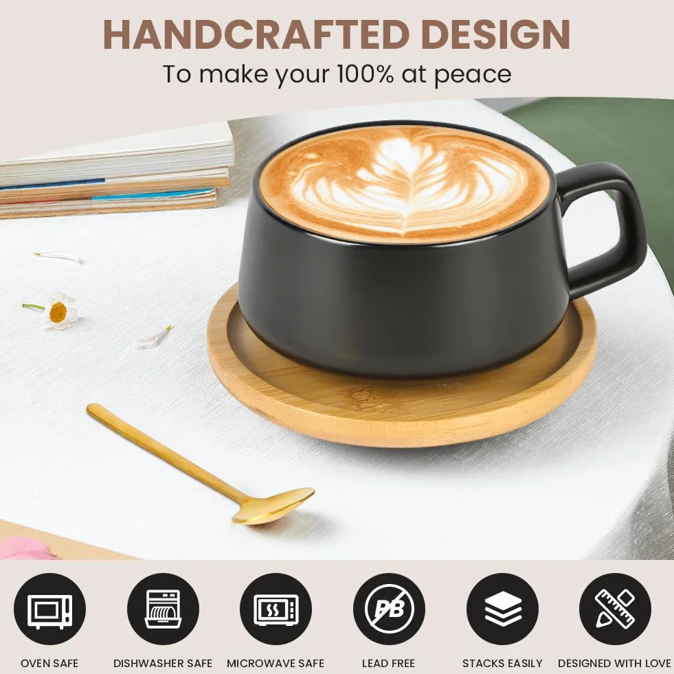 Zestaw filiżanek do cappuccino porcelanowych 4 szt. 280 ml ceramiczny