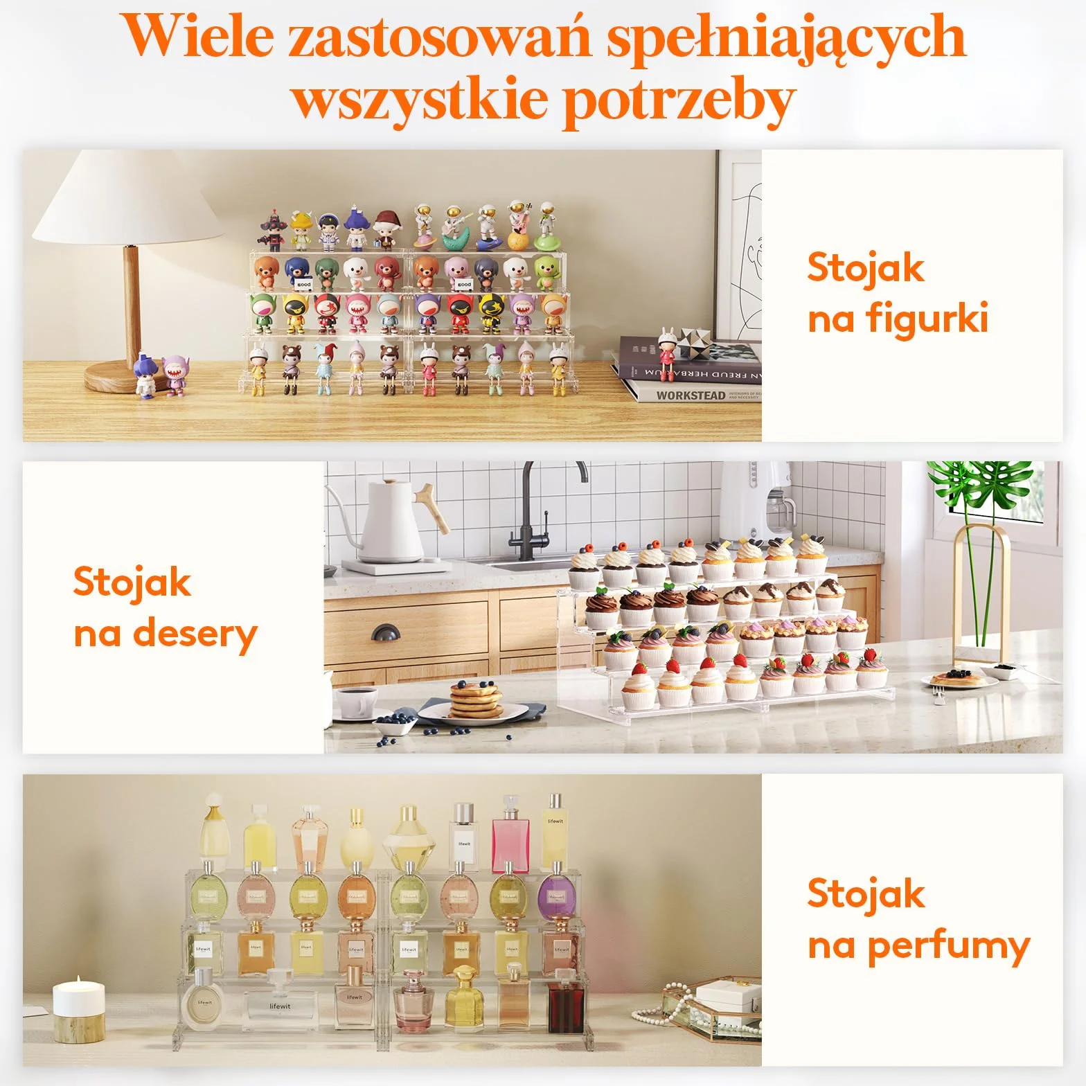 Lifewit 4-poziomowy przezroczysty stojak na babeczki, półka ekspozycyjna na babeczki, desery, figurki, stojak na stojaki na święta, urodziny, dekoracje ślubne, 1-pak, 30,5 m