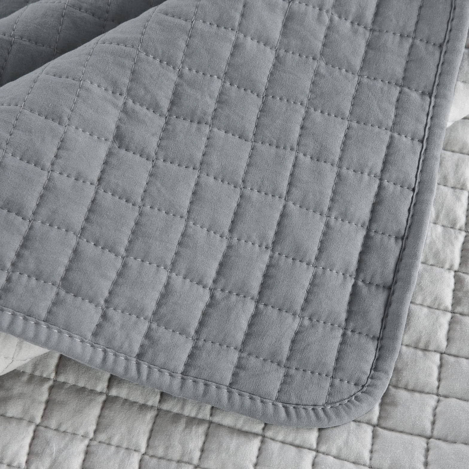 WOLTU Narzuta na łóżko 170 x 210 cm, pikowana, 360 g/m², patchwork, dwustronny wzór, w kratkę, pikowana, szara, jasnoszara