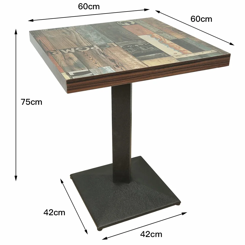 ShiShi Retro Industrial Stolik jadalny, Wysokość w 75 cm, Kwadratowy stół kuchenny, stół kuchenny z metalu i drewna, Stół bistro dla 1-4 osób (Brązowo-czarny D3 60×60×75 cm)