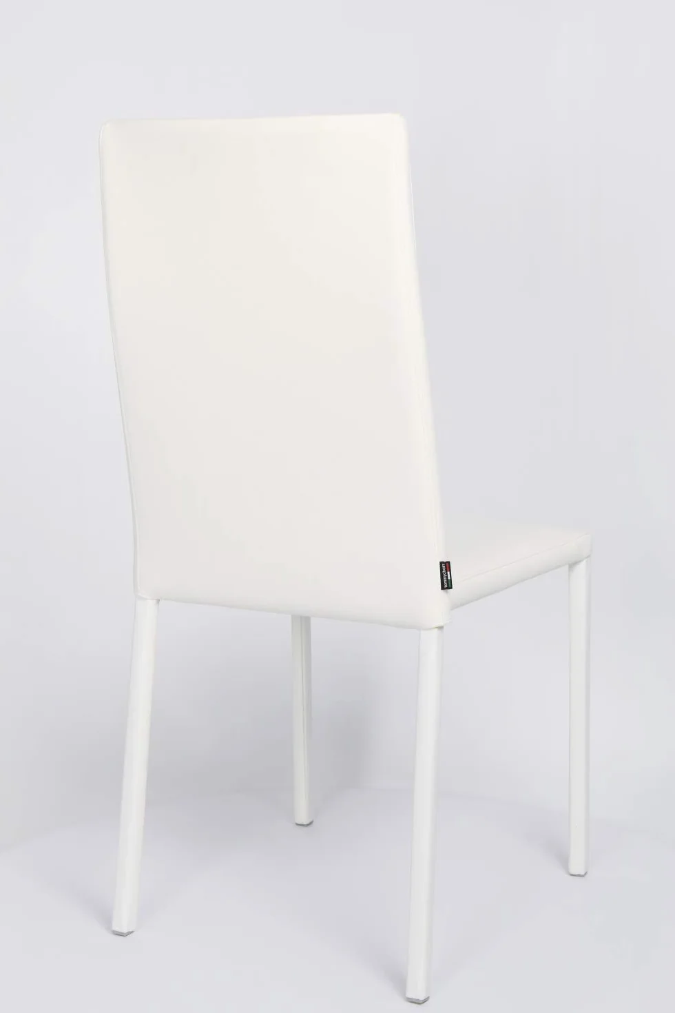 t m c s Tommychairs zestaw 4 krzeseł do układania w stosy Julia do kuchni barowej i jadalni, wytrzymała, wyściełana stalowa rama i wyłożona sztuczną skórą w kolorze białym