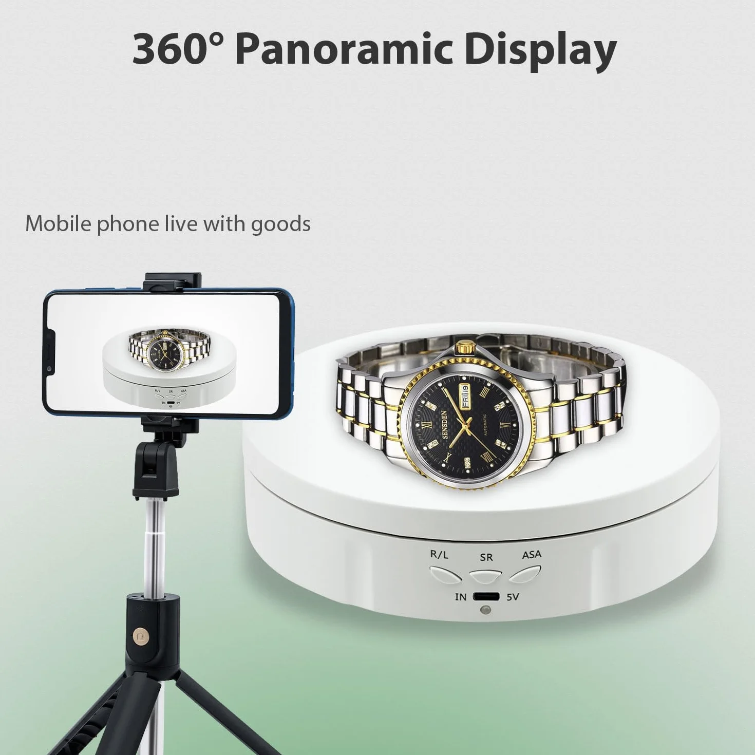 Mcbazel Elektryczny talerz obrotowy o 360 stopni, do fotografii, obrotowy, 3 kg, do prezentacji biżuterii, zegarków, produktów cyfrowych – 14,5 cm (biały)