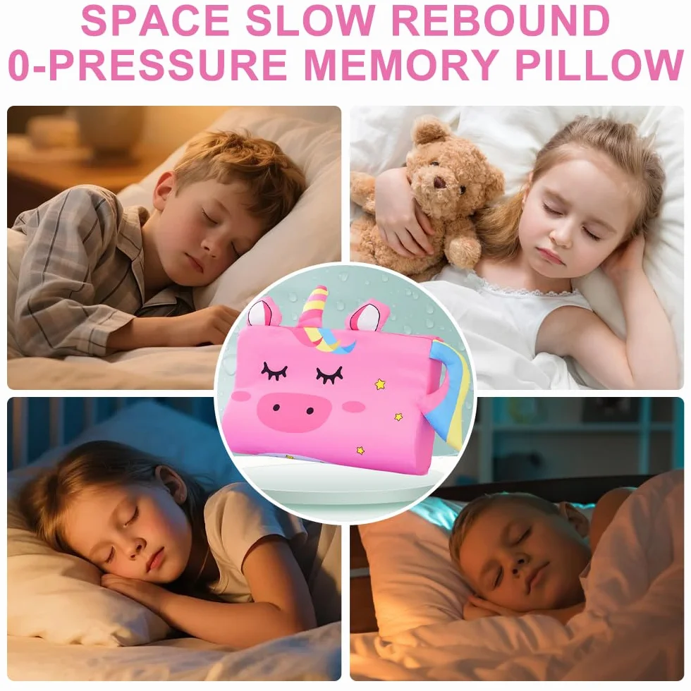 Schlummerkids Poduszka dla dzieci Calmly, oddychająca, spokojna poduszka dla dzieci, ergonomiczna poduszka do spania dla dzieci dla lepszego i zdrowszego snu (różowa)
