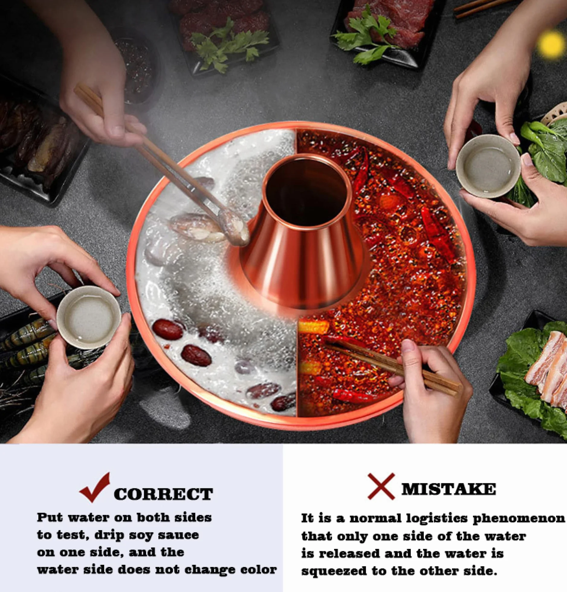 Vintage miedziany gorący garnek Shabu Shabu Shabu Hotpot z przegrodą elektryczną węgiel drzewny patelnia do zapiekania tradycyjny garnek do gulaszu garnek do zupy do gotowania gotowania/30 cm