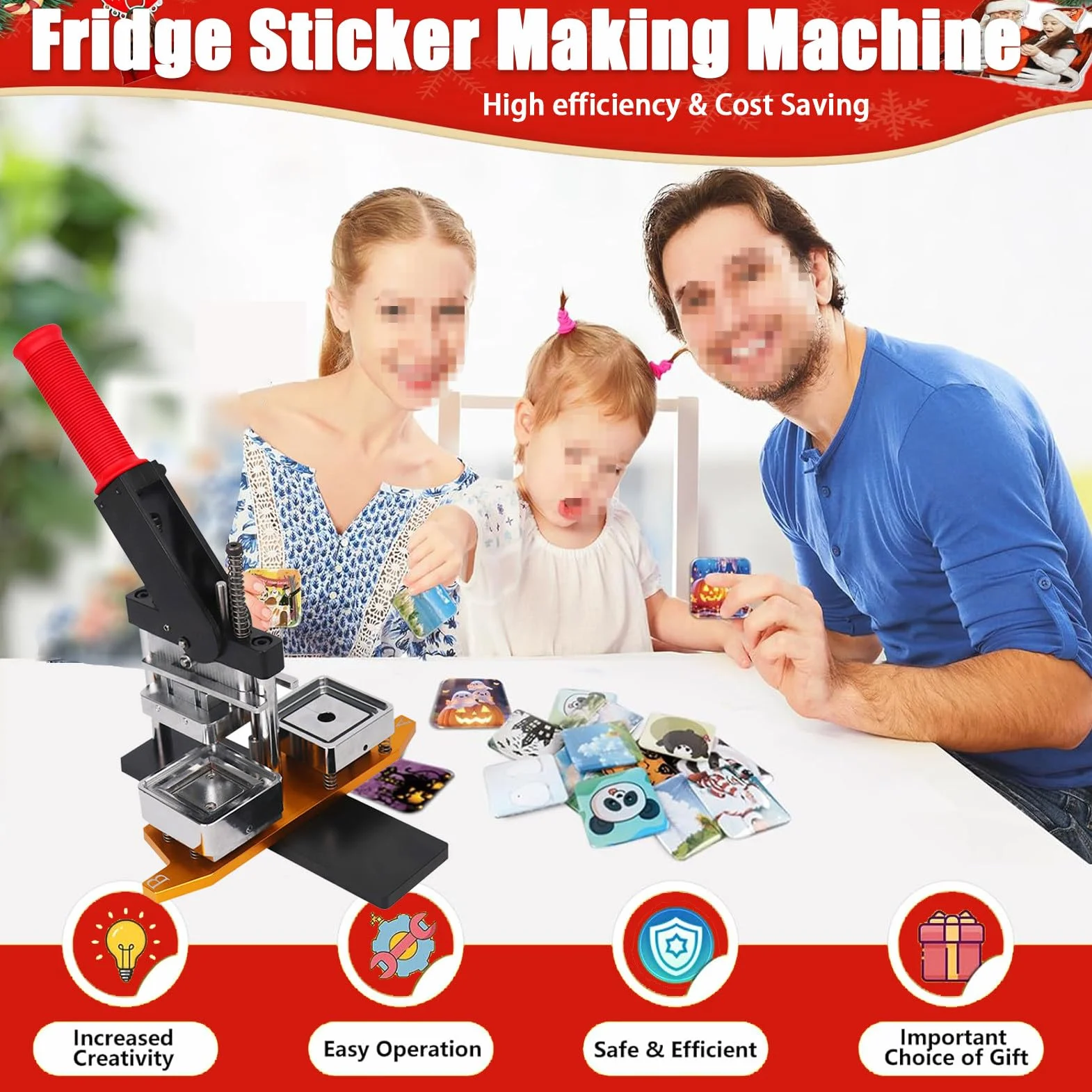 Maszyna Do Produkcji MagnesóW Na LodóWkę Diy, Kwadratowa Metalowa Przypinka, Z Obcinakiem Do Papieru, Do RęKodziełA I ProjektóW Diy Machine-50 * 50mm