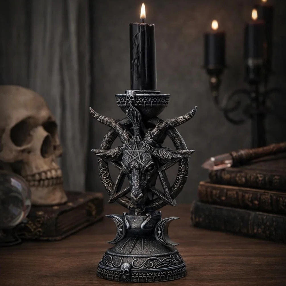 Nemesis Now Świecznik Light of Baphomet 15,5 cm, czarny