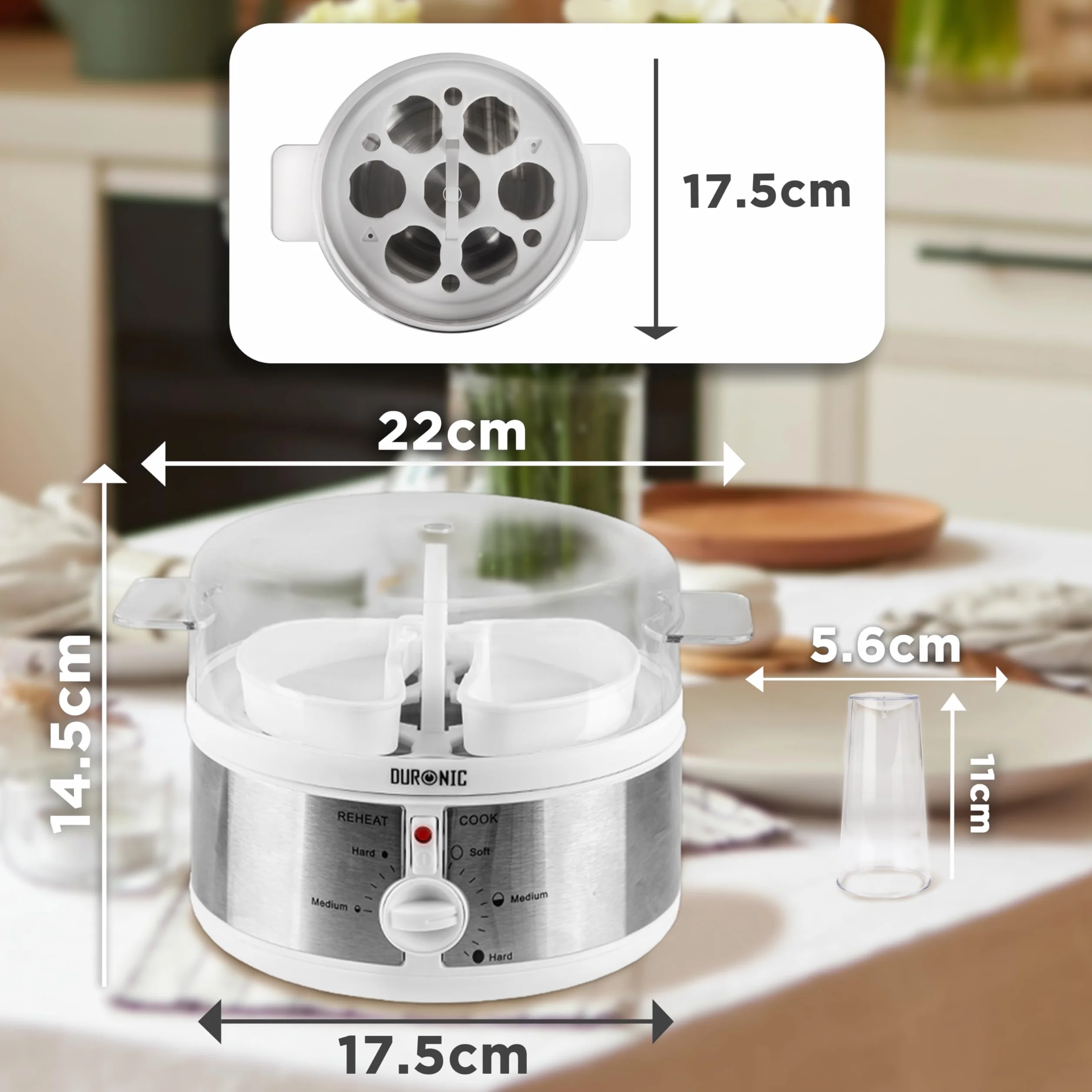 Duronic EB35 WE Jajowar do gotowania jajek 350 W 7 jaj timer automatyczny