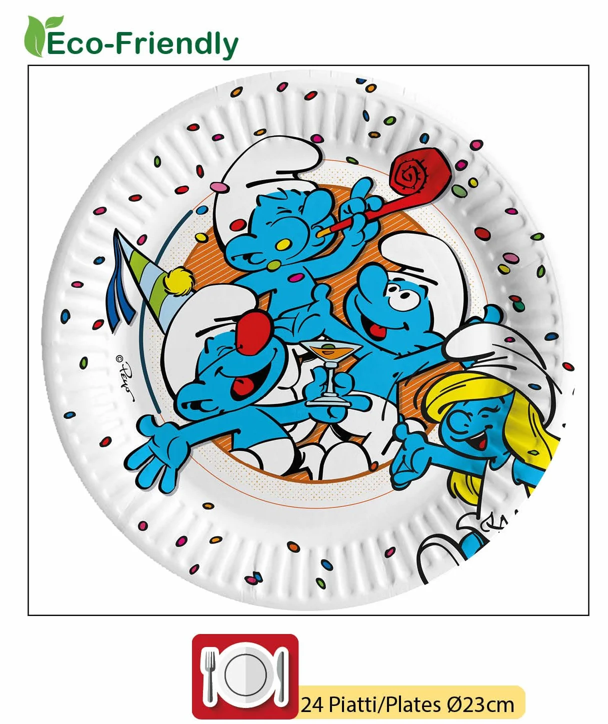 The Smurfs Party Tableware Set for 24 People 88 pcs Eco-Friendly Compostable Paper