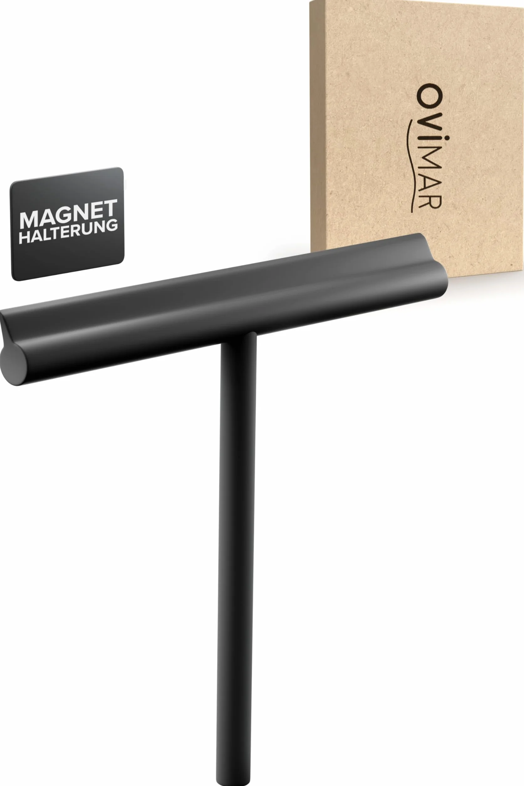 Ovimor Tomma ściągaczka prysznicowa magnetyczna 23,5 cm silikon stalowy rdzeń czarna