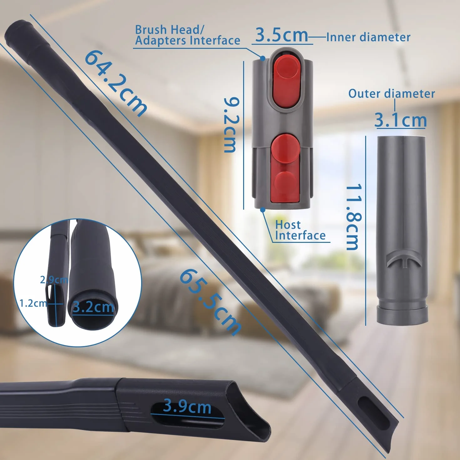 Przedłużacz węża + elastyczna ssawka szczelinowa + adapter akcesoria do odkurzacza Dyson V7 V8 V10 V11 V15, teleskopowy wąż do odkurzacza, długa płaska dysza, do czyszczenia narożników i szczelin