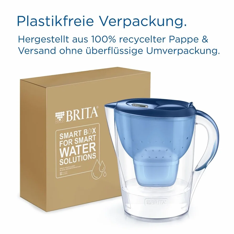 BRITA Dzbanek z filtrem wodnym Marella XL Blue (3,5 l) w zestawie 1 x wkład MAXTRA PRO All-in-1 - dostosowany do lodówki dzbanek z cyfrowym LTI i pokrywką redukującą chlor, wapno i zanieczyszczenia.