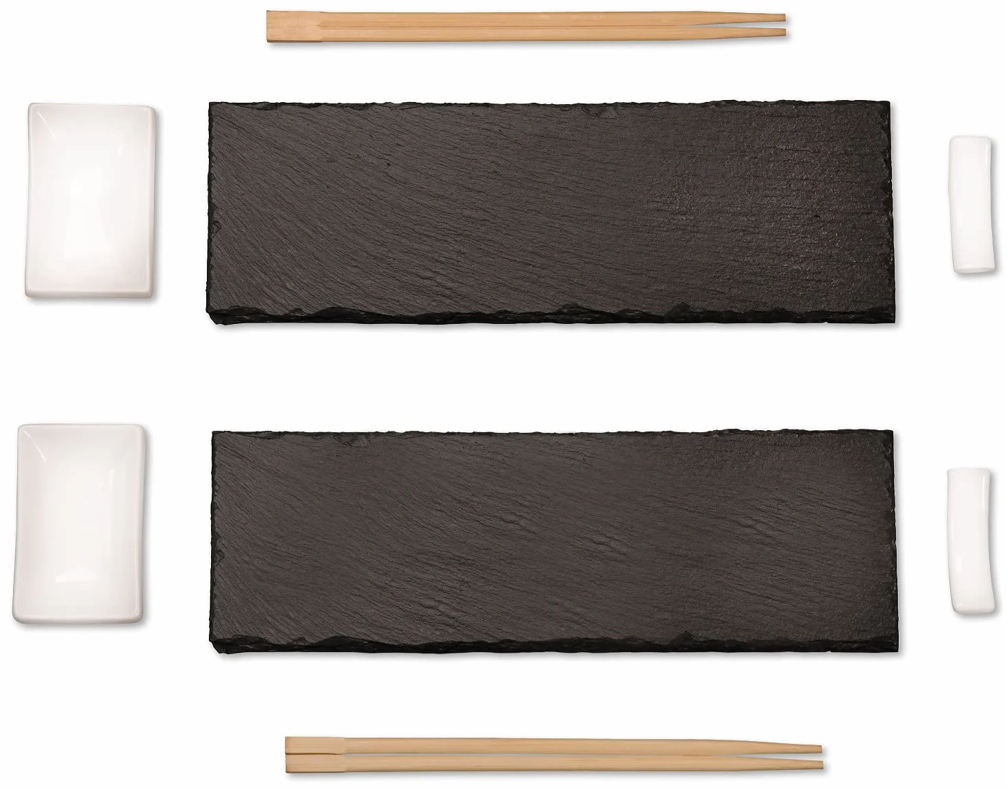 Kesper | 8-częściowy zestaw do sushi, dla 2 osób, materiał: łupek, wymiary płyty: 30 x 10 cm | 38142