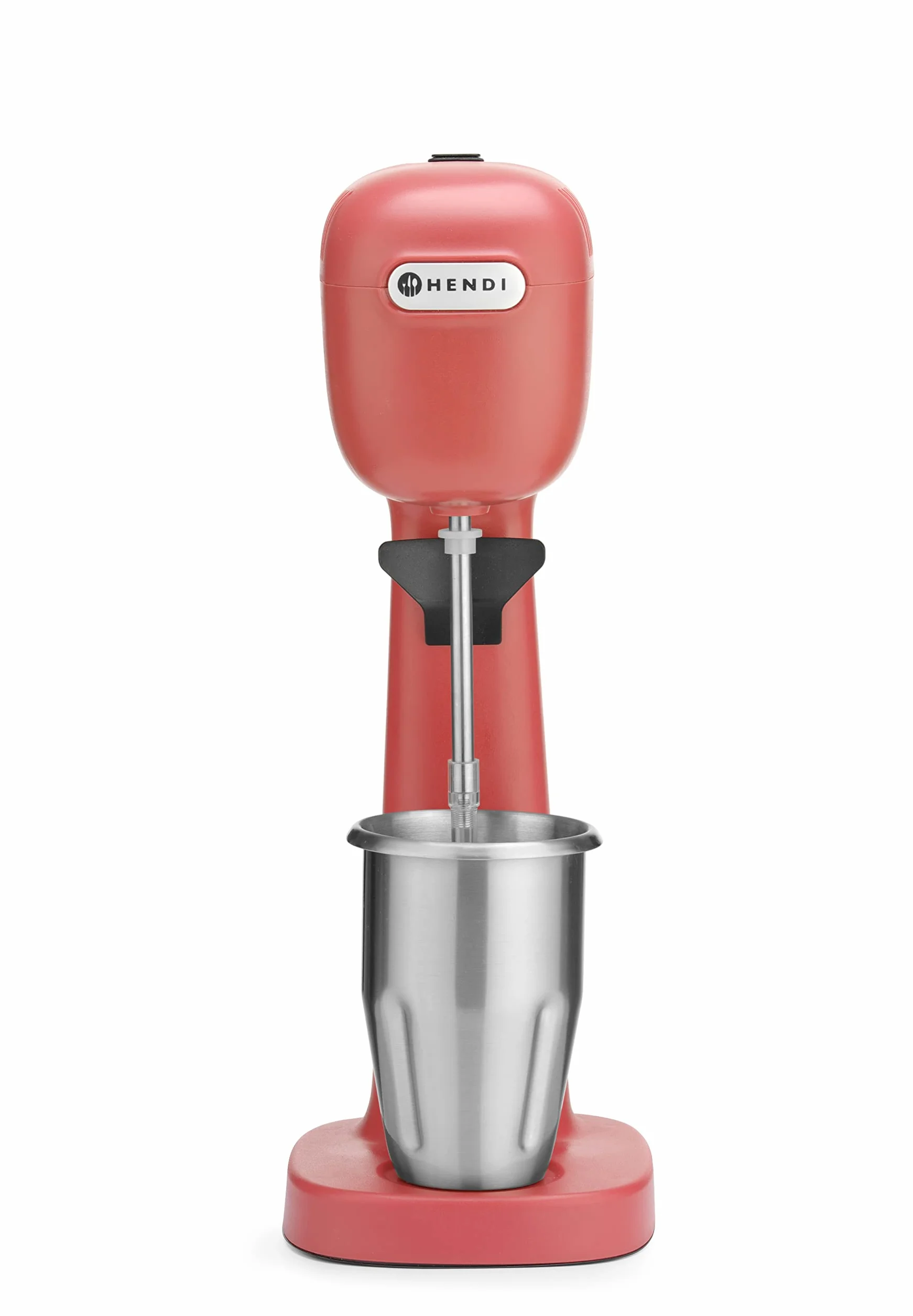 HENDI Mikser do koktajli mlecznych, w tym 2 kubki, 4 mieszadła, do koktajli mlecznych, Freddo Cappuccino, frappés, mikser do napojów, 0,5L, 230V/400W, 170x196x(H)490mm, ABS, stal nierdzewna, czerwony