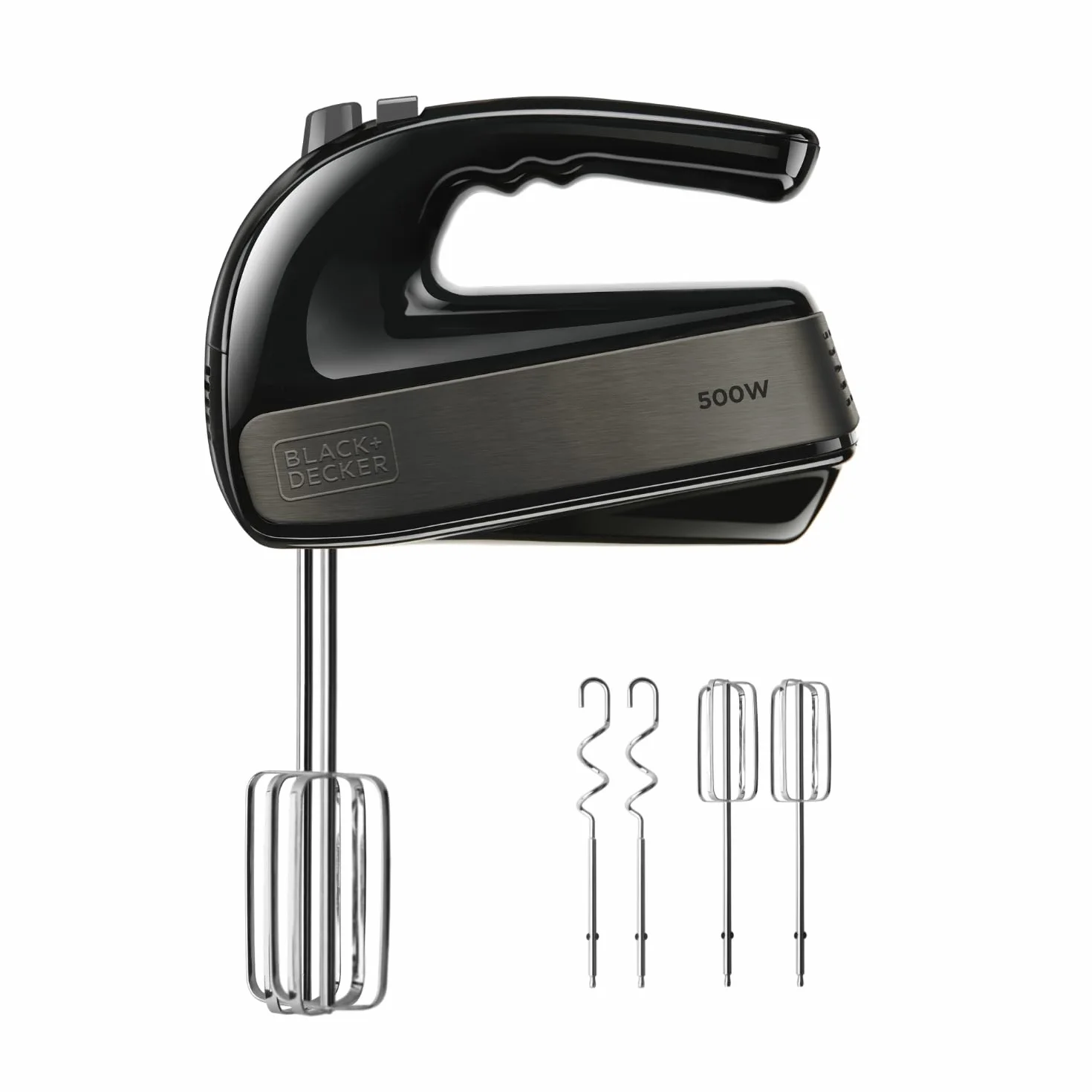 Black + Decker BXMX500E mikser elektryczny 500 W, 5-biegowy + turbo, stal nierdzewna, plastik, czarny