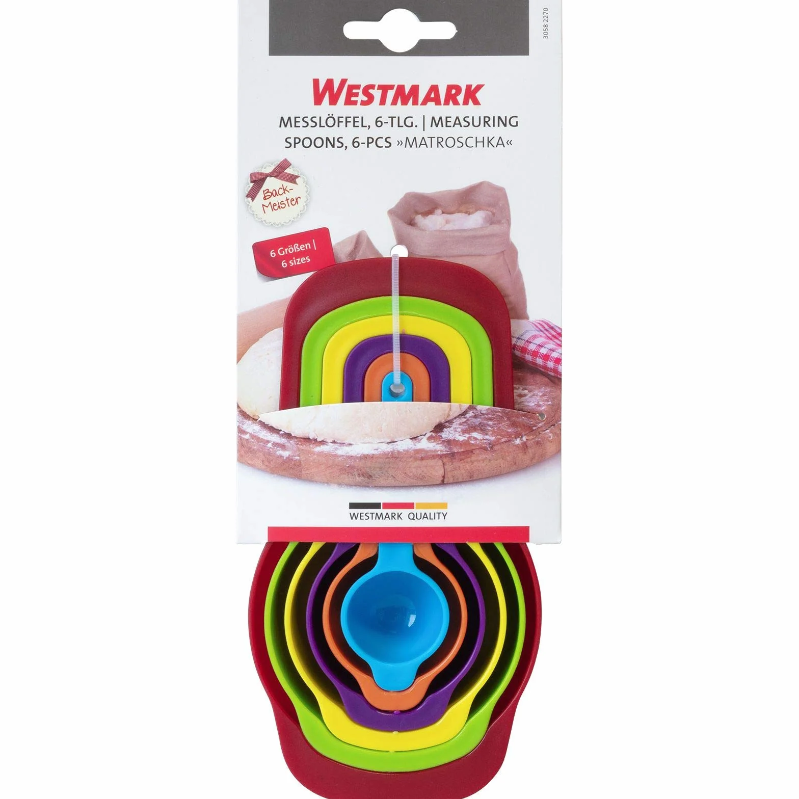 Westmark Zestaw 6 miarek kuchennych, Pojemności: 7,5/15/60/85/125/250 ml, Tworzywo sztuczne, BPA-free, Matroschka, Kolorowe, 30582270