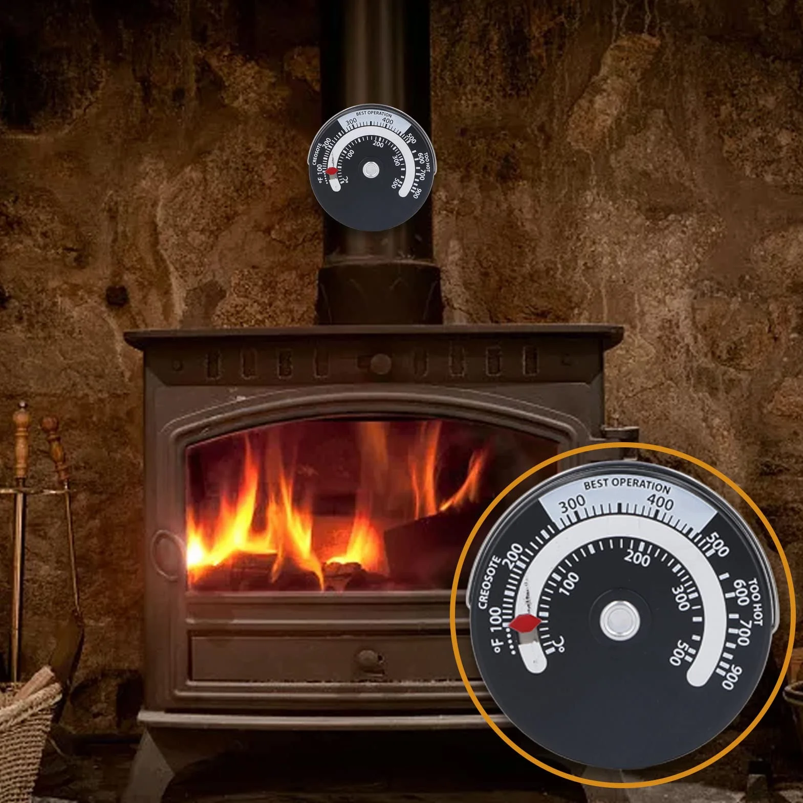 Termometr do Pieca Magnetycznego 0 ℃ -500 ℃ Termometr do Piekarnika ze Stopu Aluminium do Pieca Opalanego Drewnem Kuchenka Gazowa Piec na Pelety