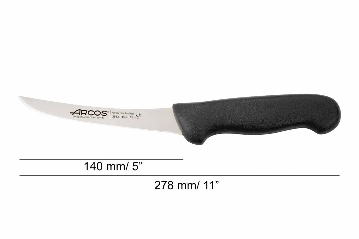 Arcos Nóż do krojenia kości z mięsa, 140 mm, ergonomiczny uchwyt z polipropylenu, seria 2900, kolor czarny