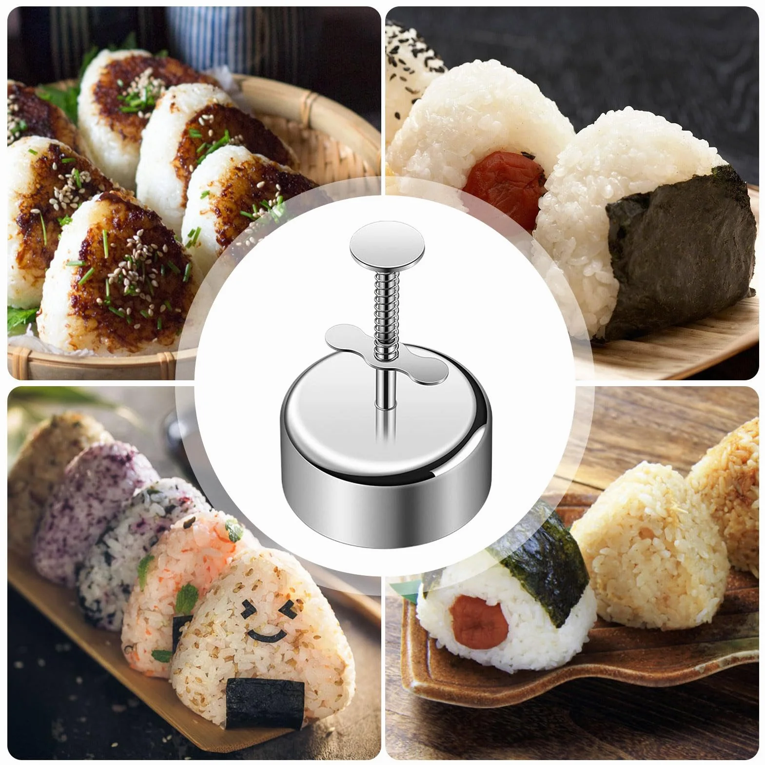 Onigiri Foremka, nieprzywierająca forma do ryżu ze stali nierdzewnej dla dzieci, Musubi Maker, zabawna prasa Onigiri, gadżety kuchenne, urocza forma do ryżu do sushi dla dzieci na lunch i do domu