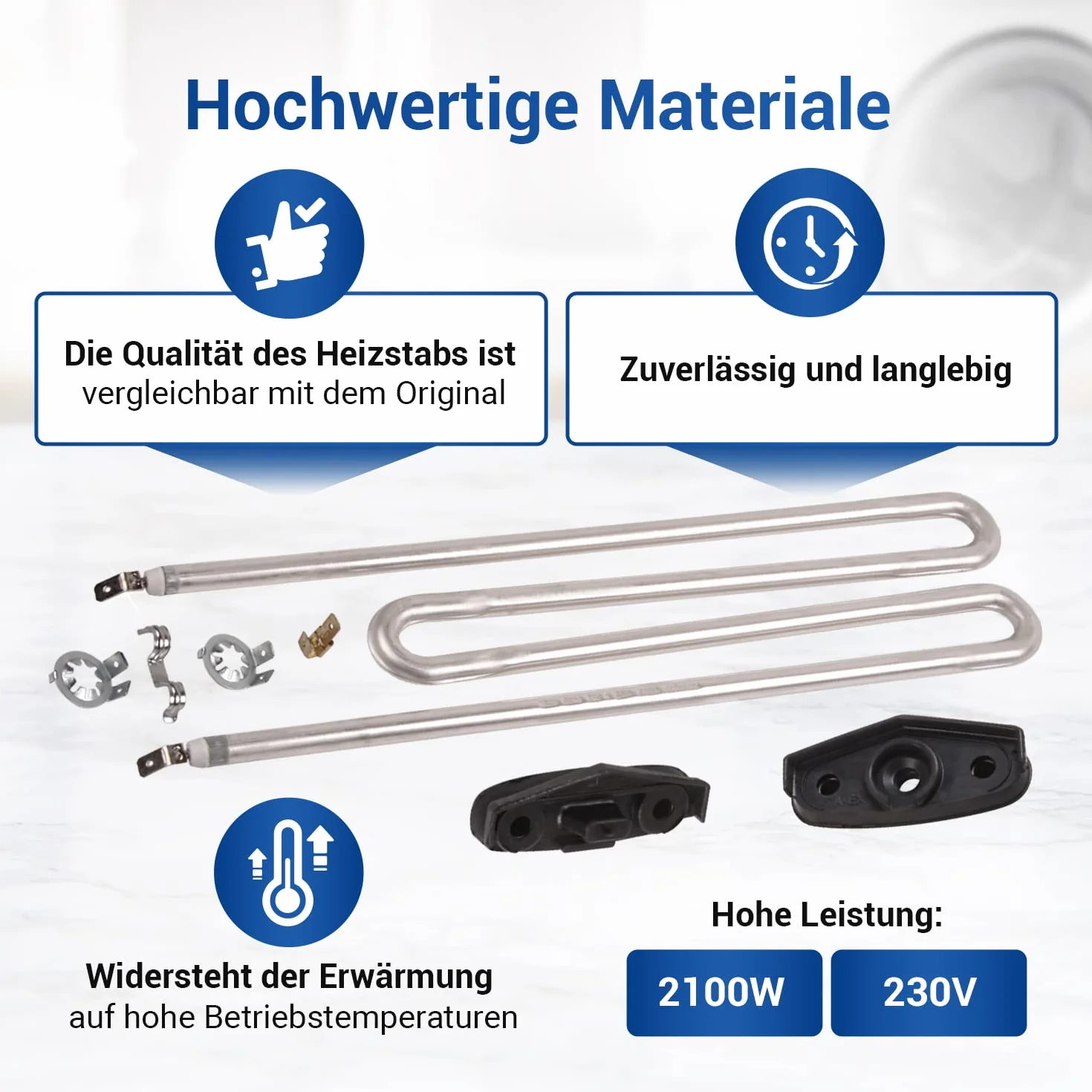 VIOKS Element grzejny 230 V 2100 W zamiennik pręta grzewczego Miele 6260482 6260483 6260485 i pręt grzewczy IRCA 4043769 - ogrzewanie 230 V pręt grzejny zamiennik do pralek