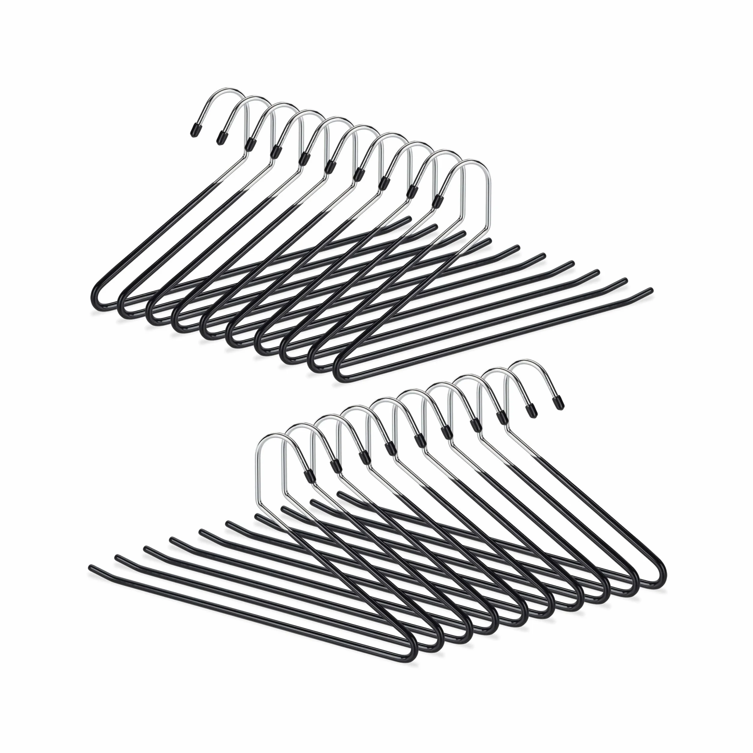 Relaxdays Wieszaki na spodnie 20 sztuk, antypoślizgowe, gumowane, metalowe, 18 cm, czarne