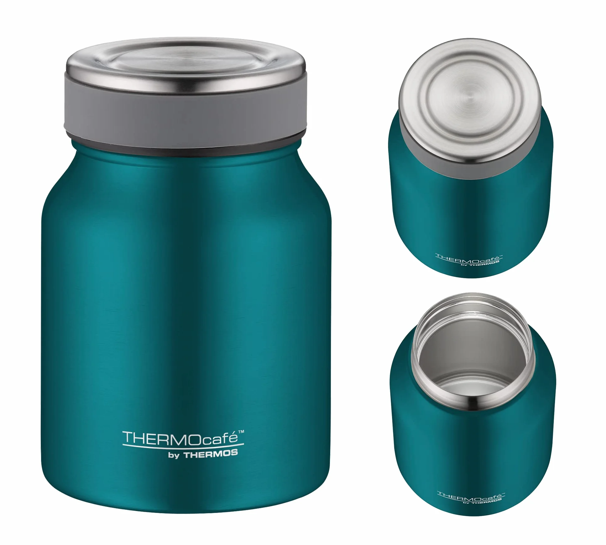 TC FOOD JAR 0,50 l, teal mat, pojemnik termiczny na jedzenie ze stali nierdzewnej, 9 h gorący/14 h zimny, pojemnik na lunch, izolowane naczynie na zupę, musli, by THERMOS, do zmywarki, kubka ze stali