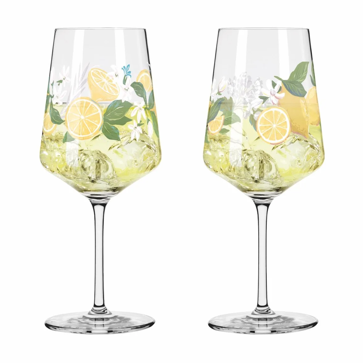 RITZENHOFF 6041006 Kieliszek do limoncello, 500 ml, zestaw 2 szt., seria letnia rosa - 2 sztuki do aperitif, kolorowy motyw cytrynowy - Made in Germany