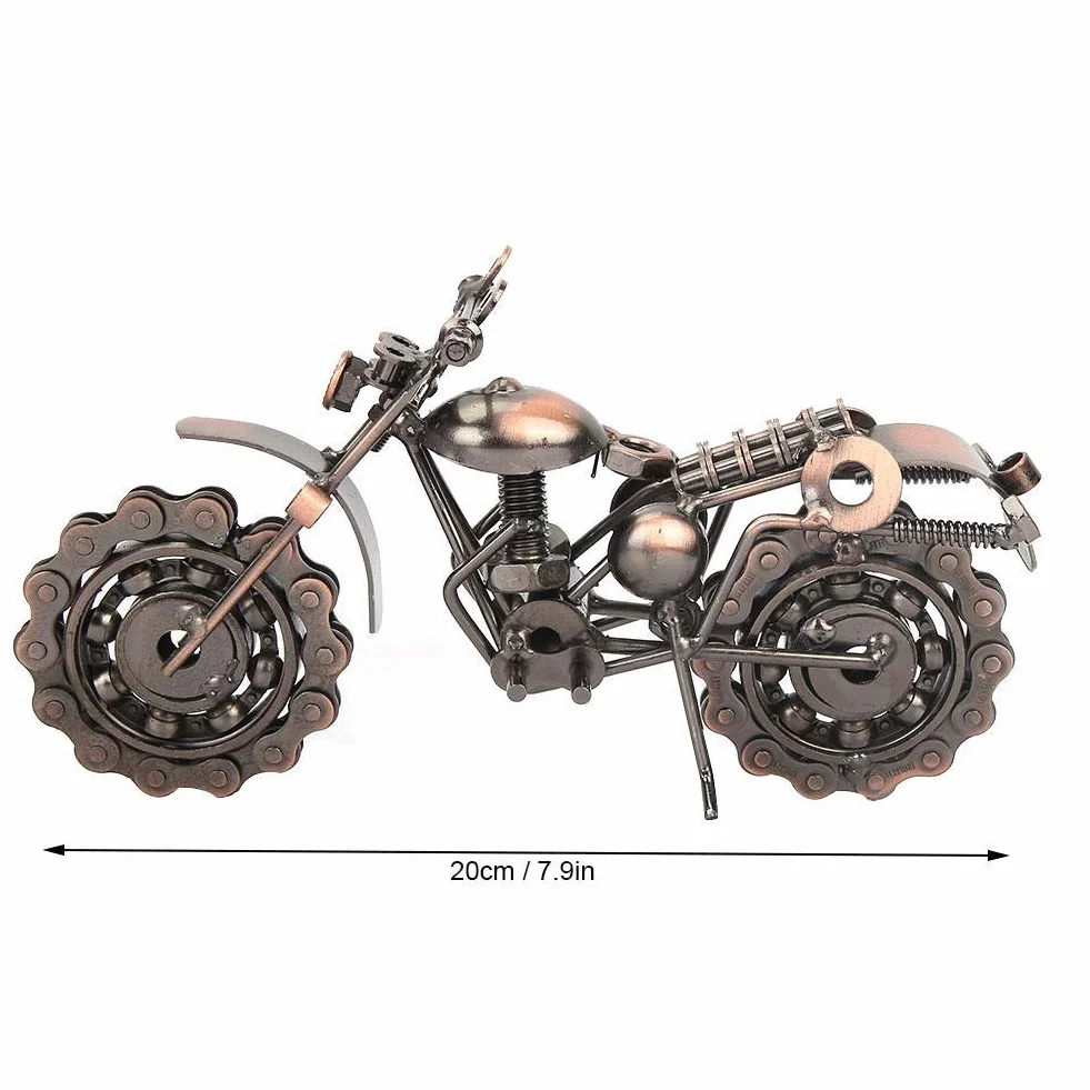 Hilitand model motocykla, vintage żelazny model motocykla do brązowych ozdób motocyklowych, dekoracja biurowa