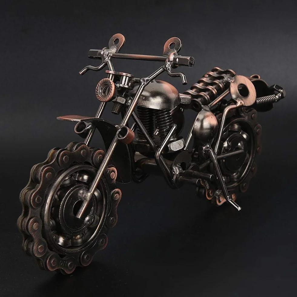 Hilitand model motocykla, vintage żelazny model motocykla do brązowych ozdób motocyklowych, dekoracja biurowa