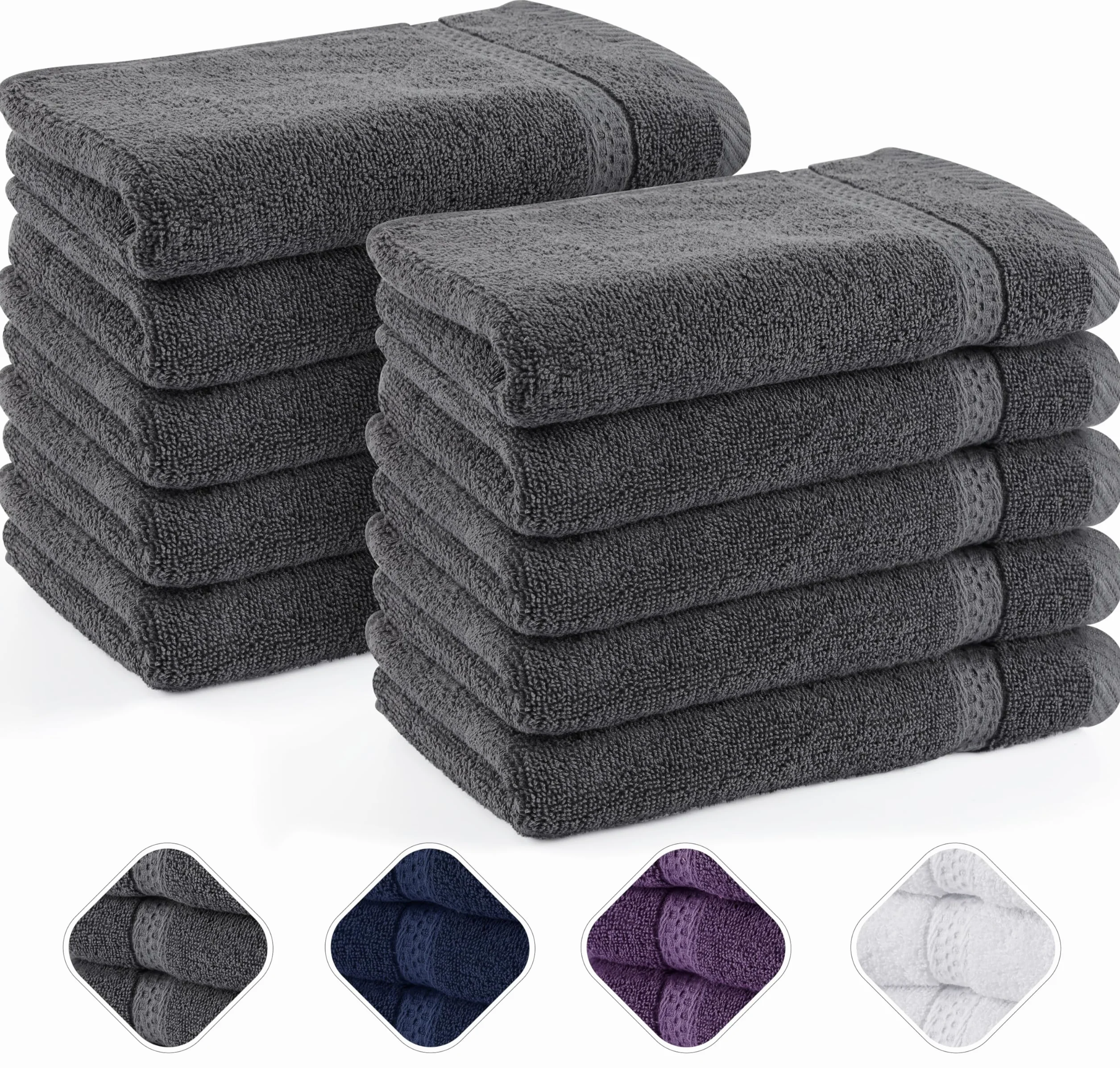Utopia Towels - Zestaw 10 ręczników dla gości 30x50 cm z pętelką do zawieszania, małe ręczniki 100% bawełny, miękkie i chłonne (szary)