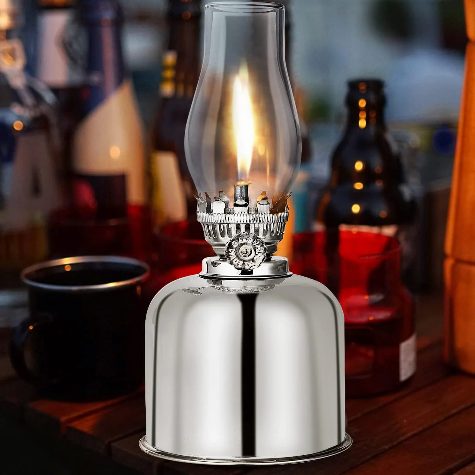 Lampa naftowa, lampa olejowa, latarnia, metalowa, szklana oprawka obrotowa, lampa olejowa w stylu retro, do użytku wewnątrz i na zewnątrz, wiatroszczelna, lampa olejowa, w stylu vintage, światło