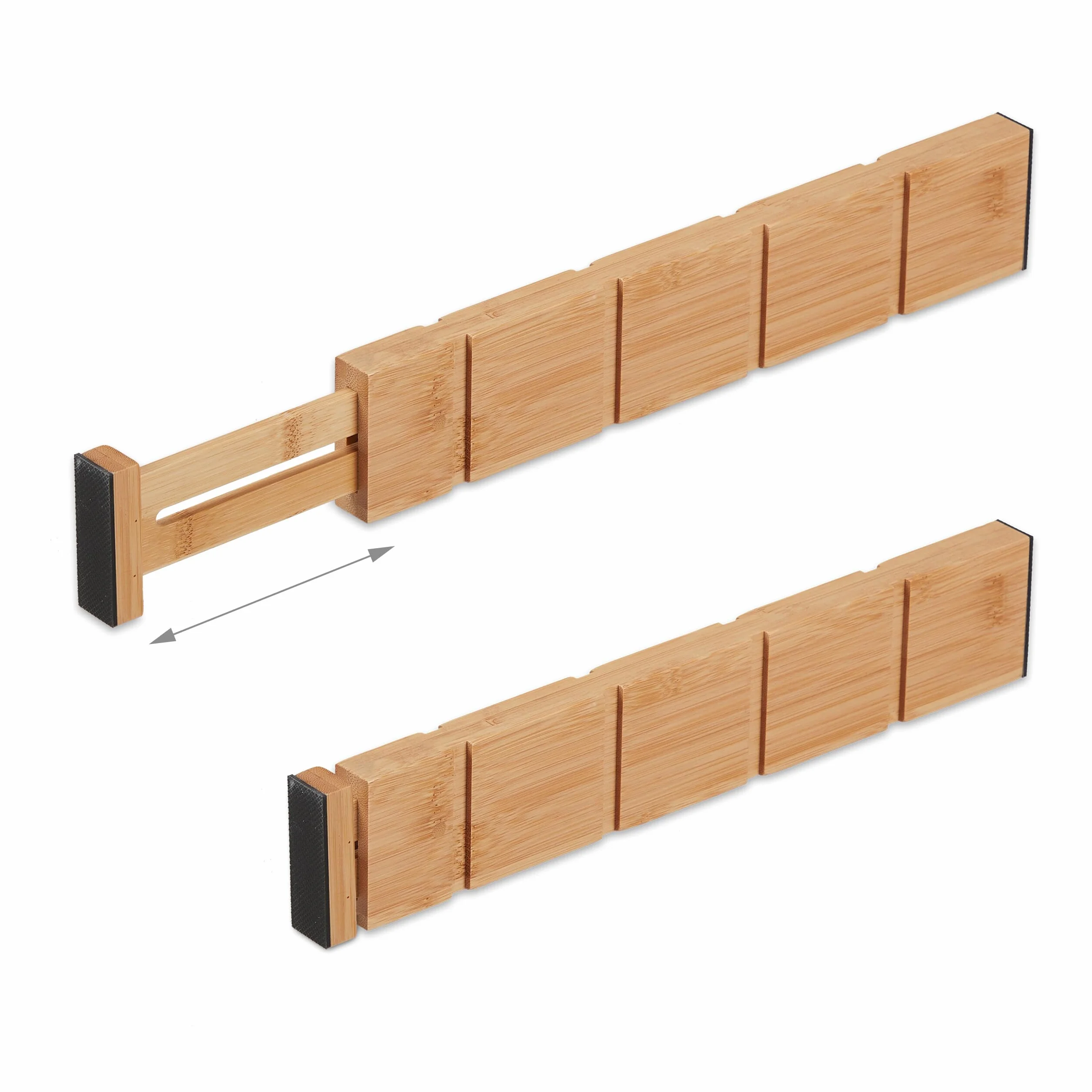 Relaxdays Separator do szuflad, 18-częściowy zestaw, regulowana długość od 43,5 do 57 cm, bambus, rozdzielacz szuflad kuchnia, naturalny