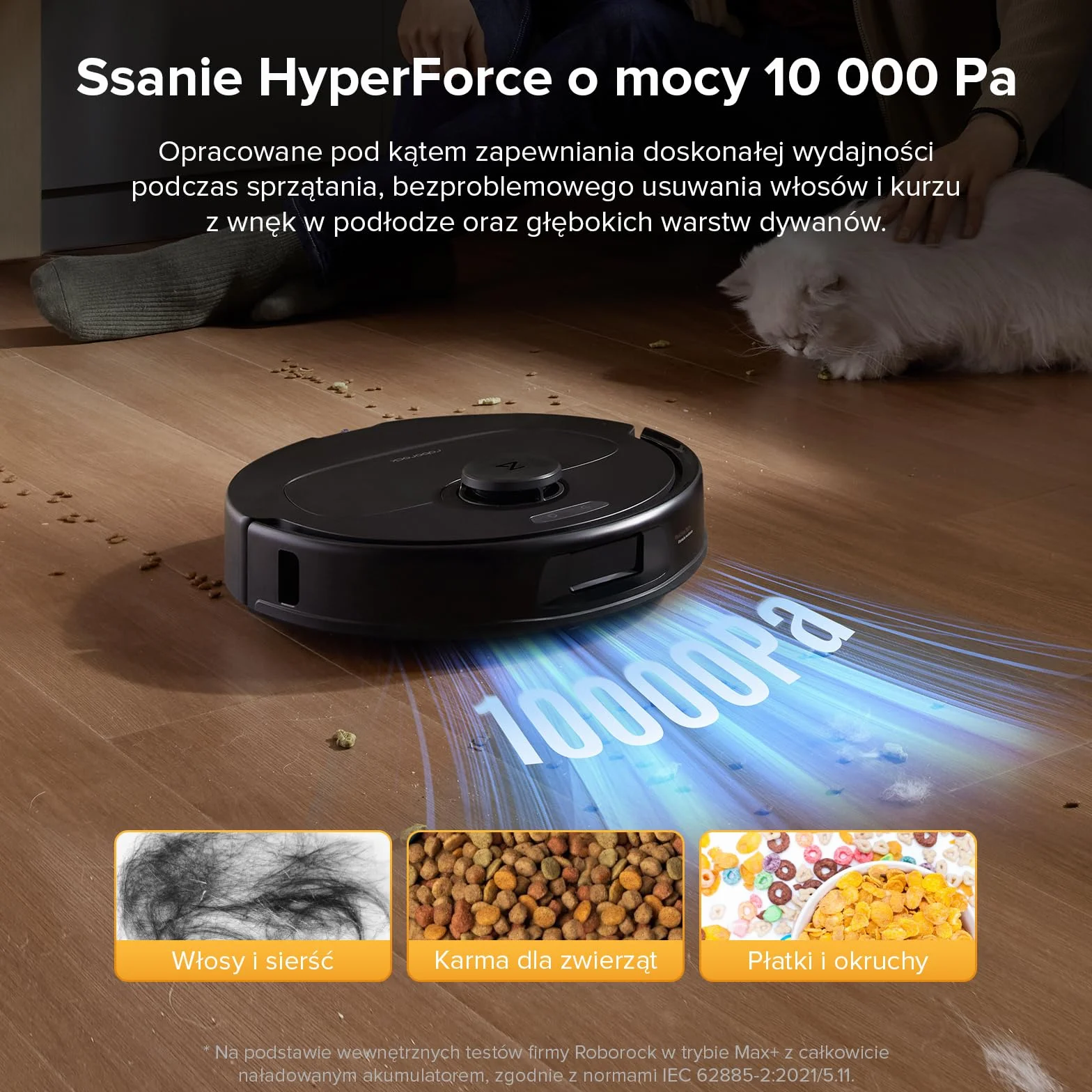 roborock QV 35A Set robot odkurzający, 8000Pa HyperForce, wielofunkcyjna stacja, mop obrotowy 200 obr./min i podnośnik 10 mm, zapobieganie splątaniu, unikanie przeszkód, mapowanie
