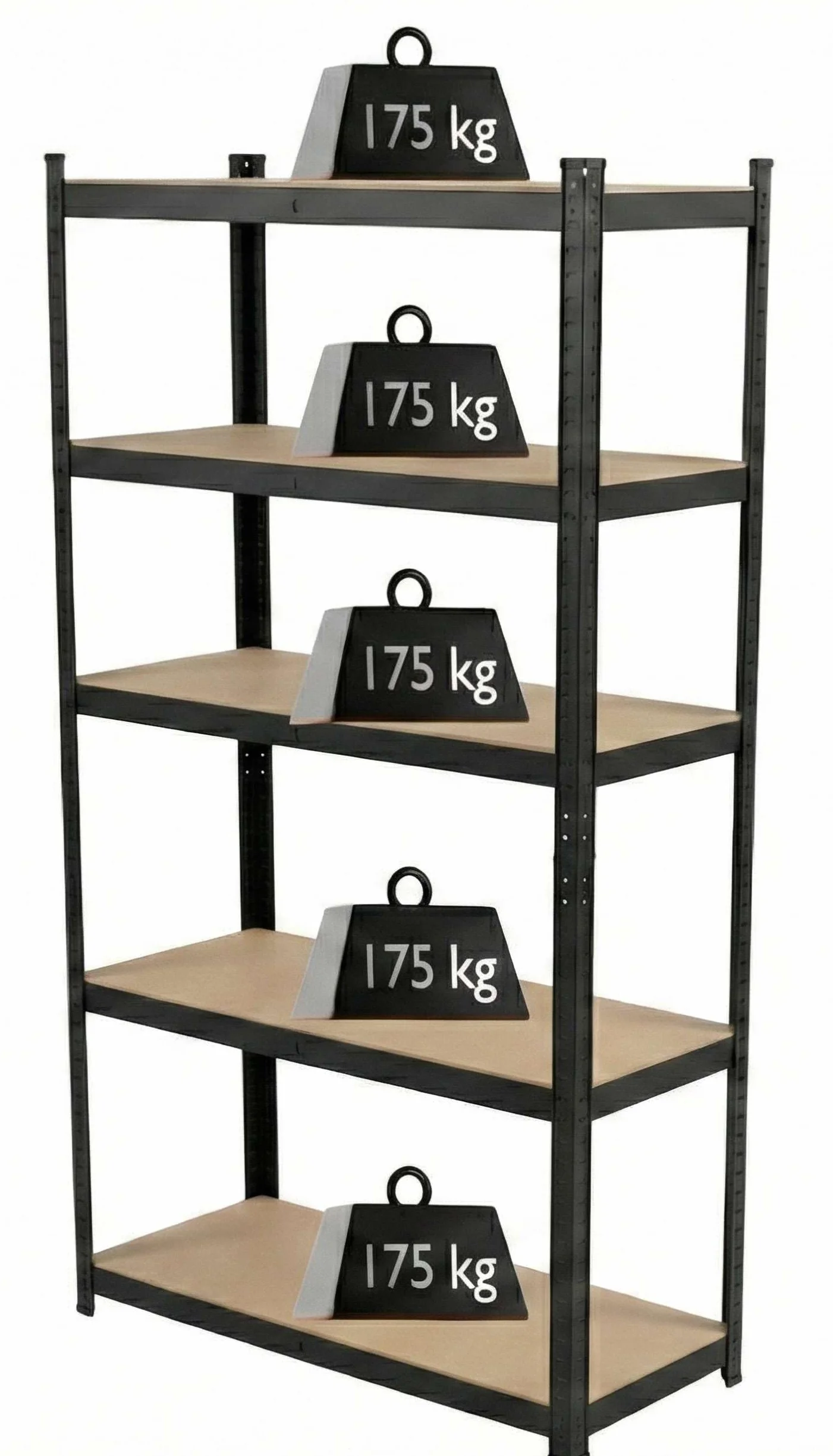 PROLINE Regał Metalowy Magazynowy 180x90x40 cm 5 Półek 875 kg Czarny Warsztatowy Garażowy Wciskany Bezśrubowy