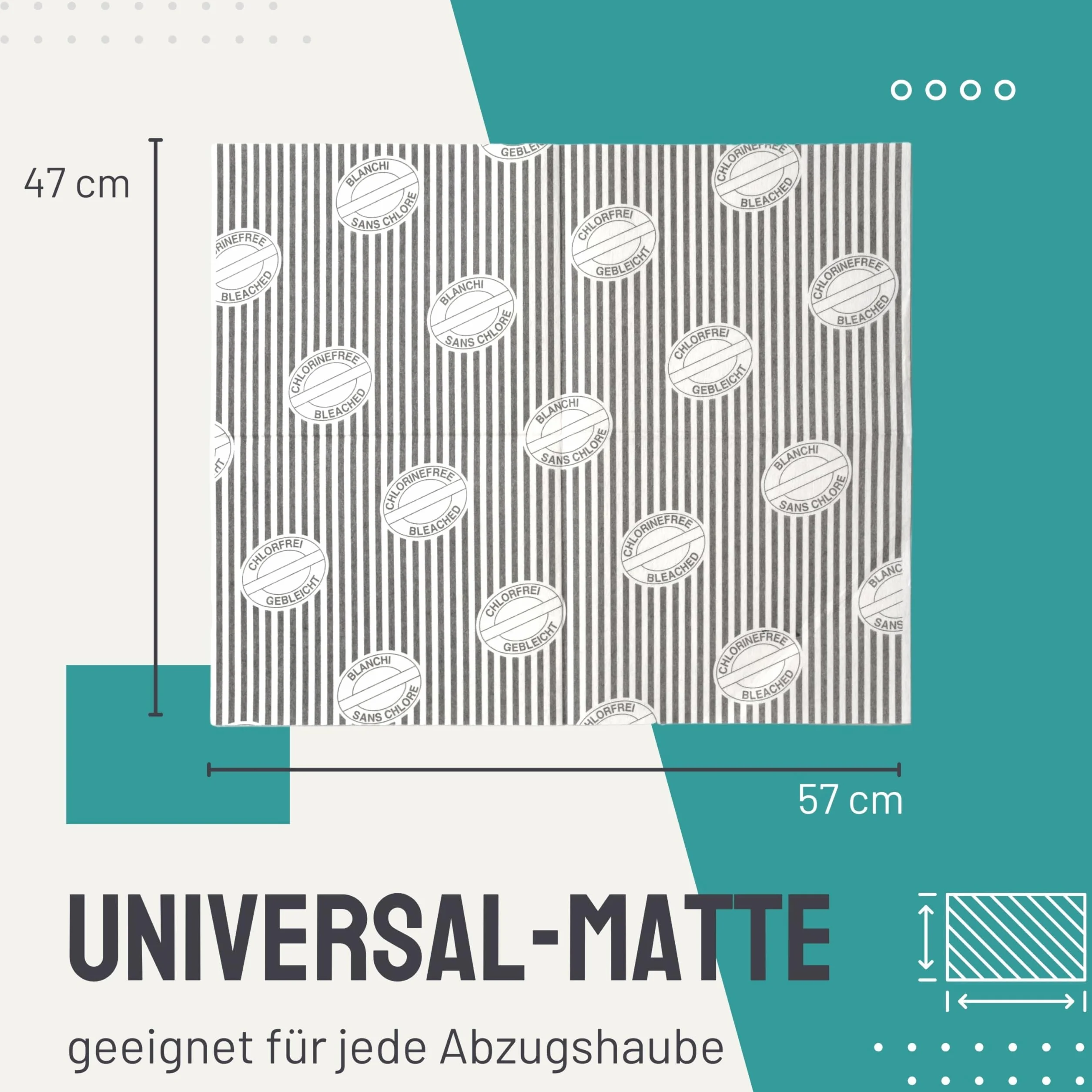 FilterBase Uniwersalny filtr przeciwtłuszczowy do okapu kuchennego, 2 sztuki, filtr do okapu kuchennego ze wskaźnikiem nasycenia, kompostowalny, możliwość przycięcia, 57 x 47 cm