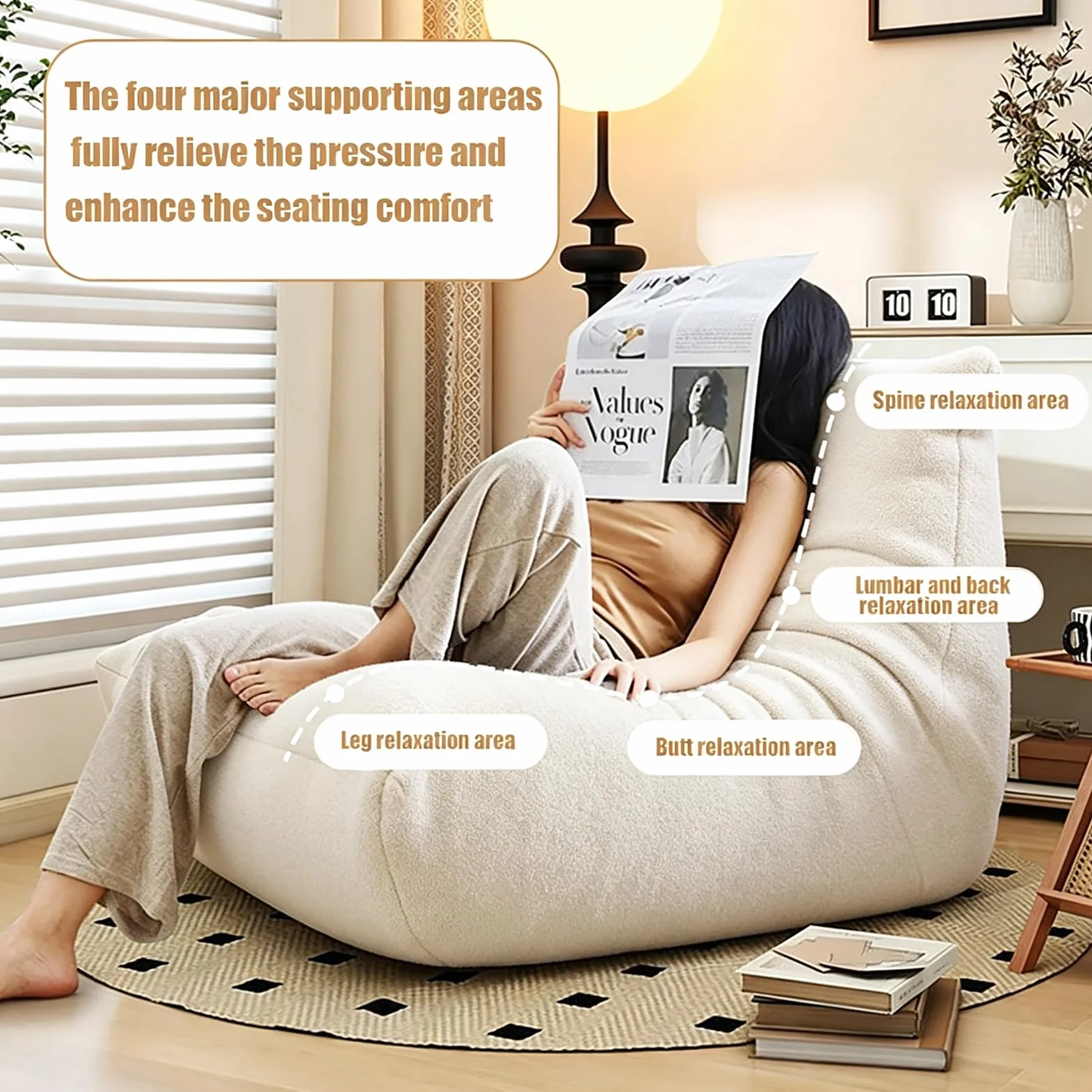 Togo fotel kominkowy, narożne worki do siedzenia, wygodna leniwa sofa podłogowa, fotel wypoczynkowy z pianki o ergonomicznym wzornictwie, do salonu, sypialni, akademika, salonu, biura