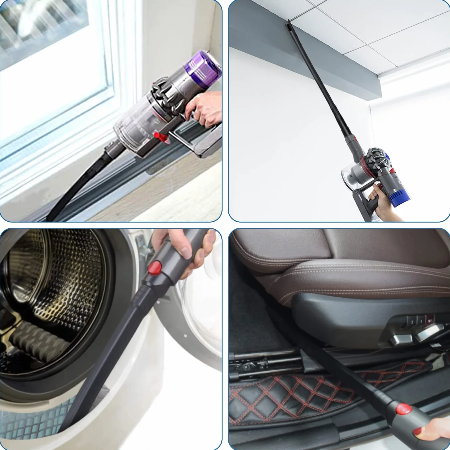 Przedłużacz węża + elastyczna ssawka szczelinowa + adapter akcesoria do odkurzacza Dyson V7 V8 V10 V11 V15, teleskopowy wąż do odkurzacza, długa płaska dysza, do czyszczenia narożników i szczelin