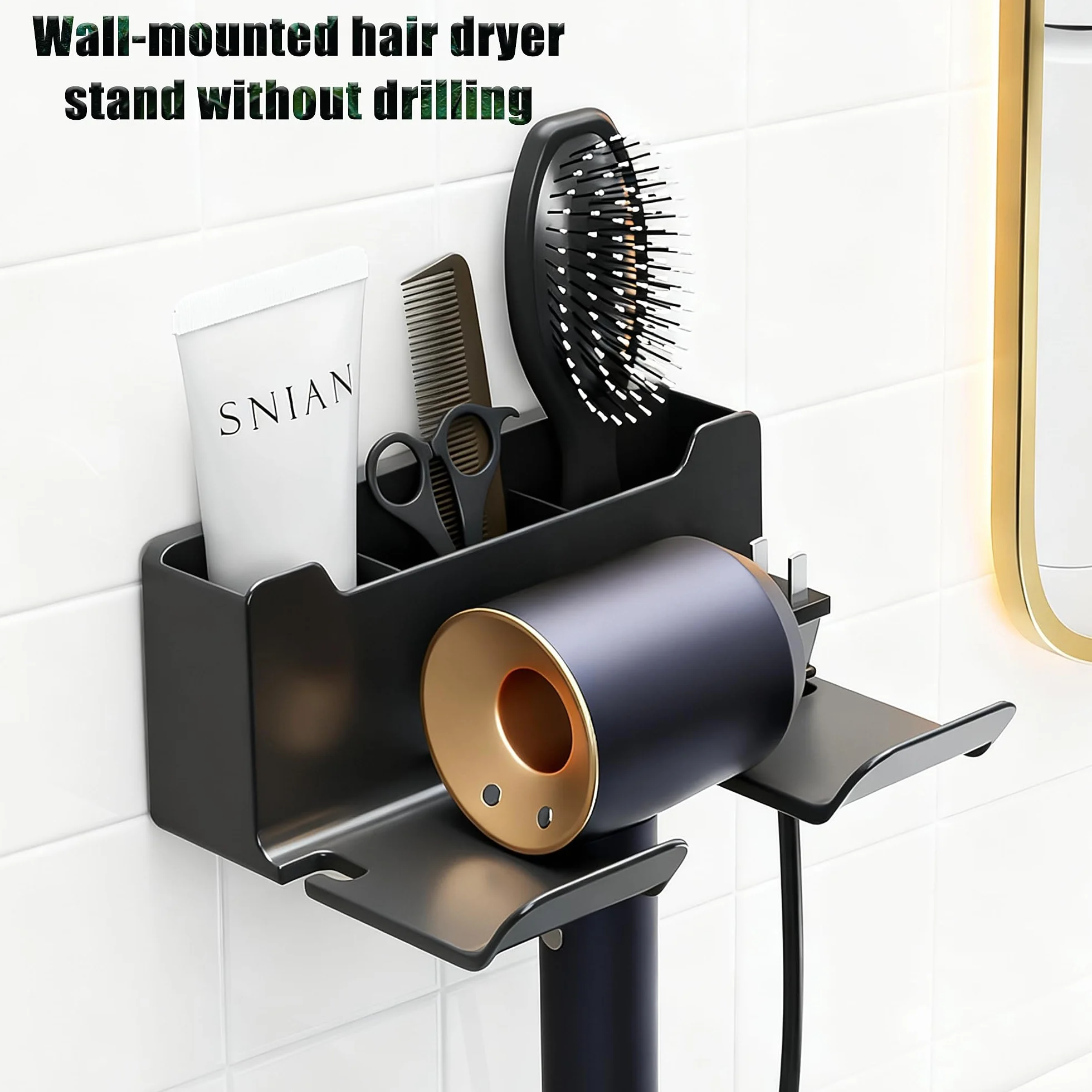 Aluminiowy Uchwyt na Suszarkę do Włosów Naścienny Spiralny Stojak Organizer do Łazienki