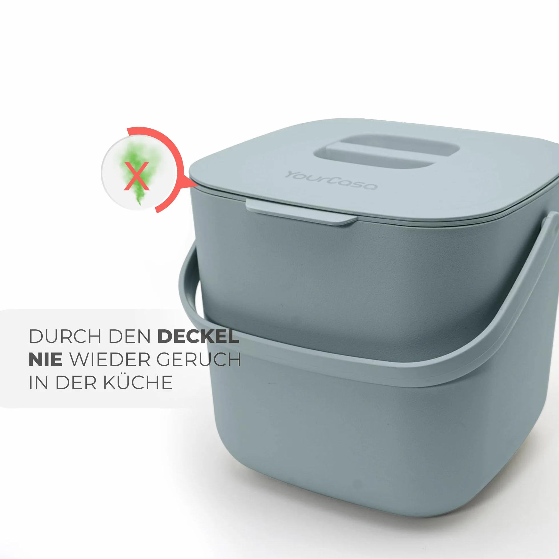 YourCasa Organiczny kuchenny kosz na kompost, pojemnik na odpady codziennego użytku, nadaje się do mycia w zmywarce, odporny na zapachy, wyjmowany sitko, mały, z pokrywką (miętowy, 7 stóp