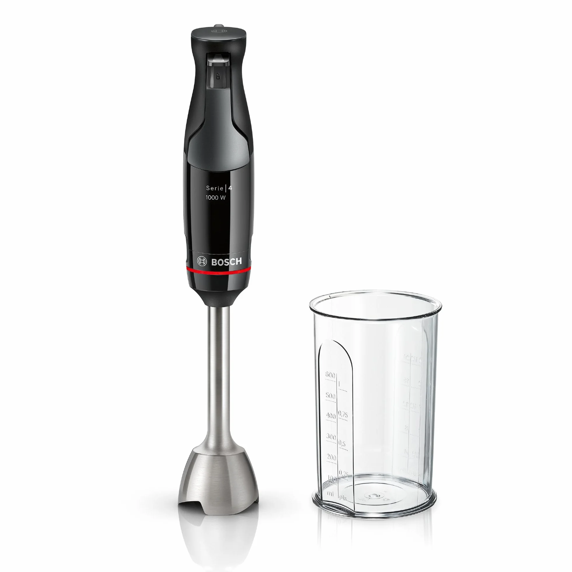 Bosch, blender ręczny, ErgoMaster Series 4, silnik 1000 W, dynamiczna regulacja prędkości, system QuattroBlade, akcesoria w zestawie, MSM4B610