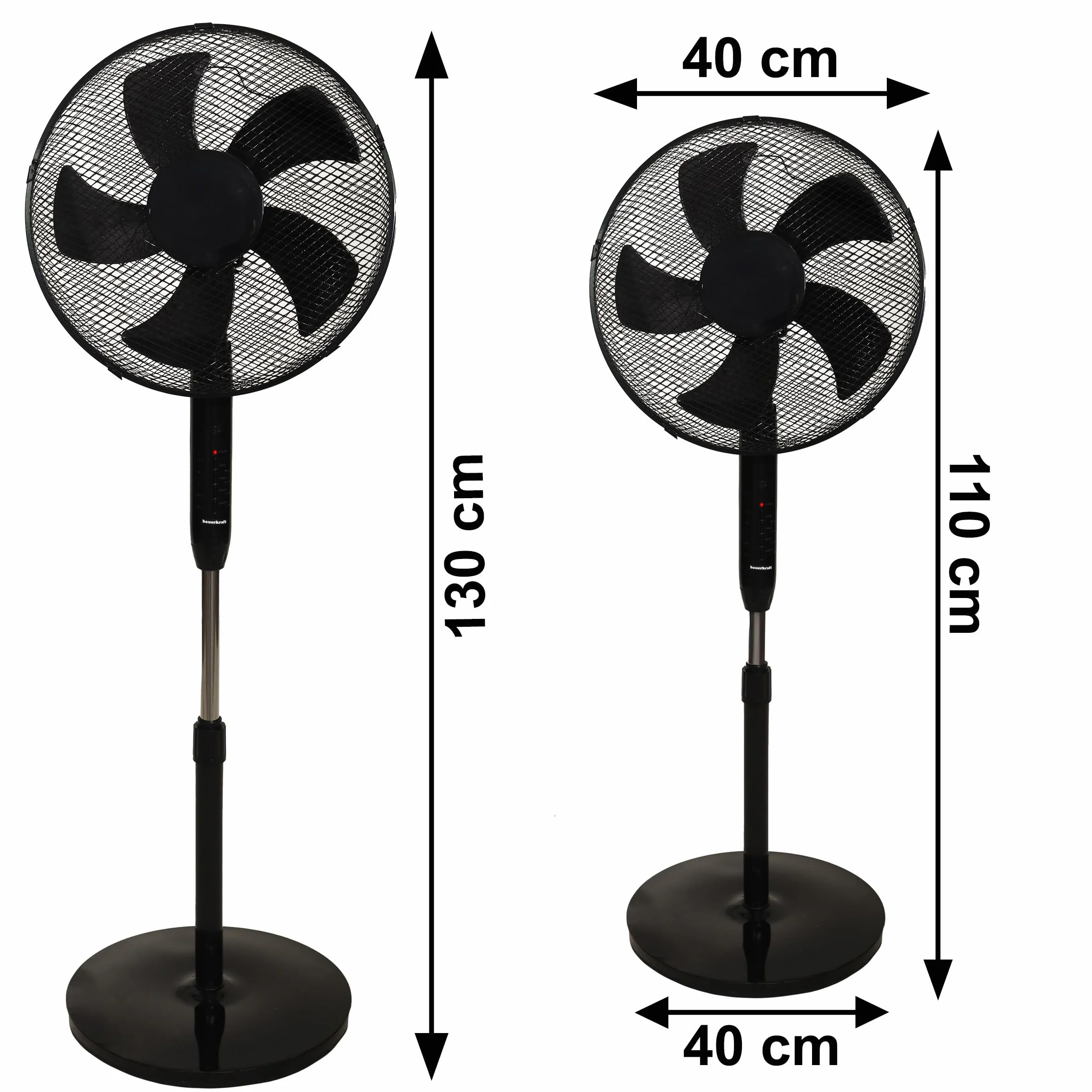 Wentylator podłogowy stojący Bauerkraft 45W czarny 5 łopatek pilot timer 3 tryby