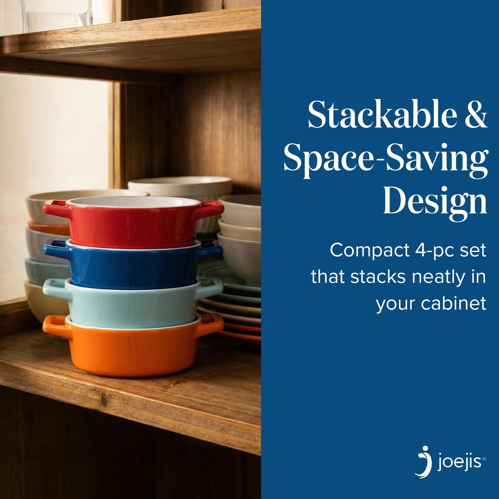Joeji's Kitchen Zestaw 4 naczyń ceramicznych - idealnych do gotowania zapiekanek lasagne i terrine w kamionce - małe indywidualne naczynie do piekarnika