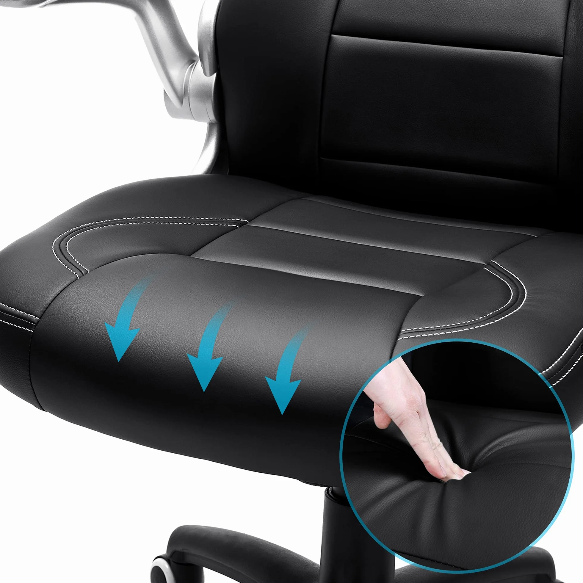 SONGMICS Krzesło gamingowe, Racing Chair, krzesło biurowe z wysokim oparciem, krzesło biurowe, z regulacją wysokości, składane podłokietniki, funkcja przechylania, dla graczy, czarne OBG28B