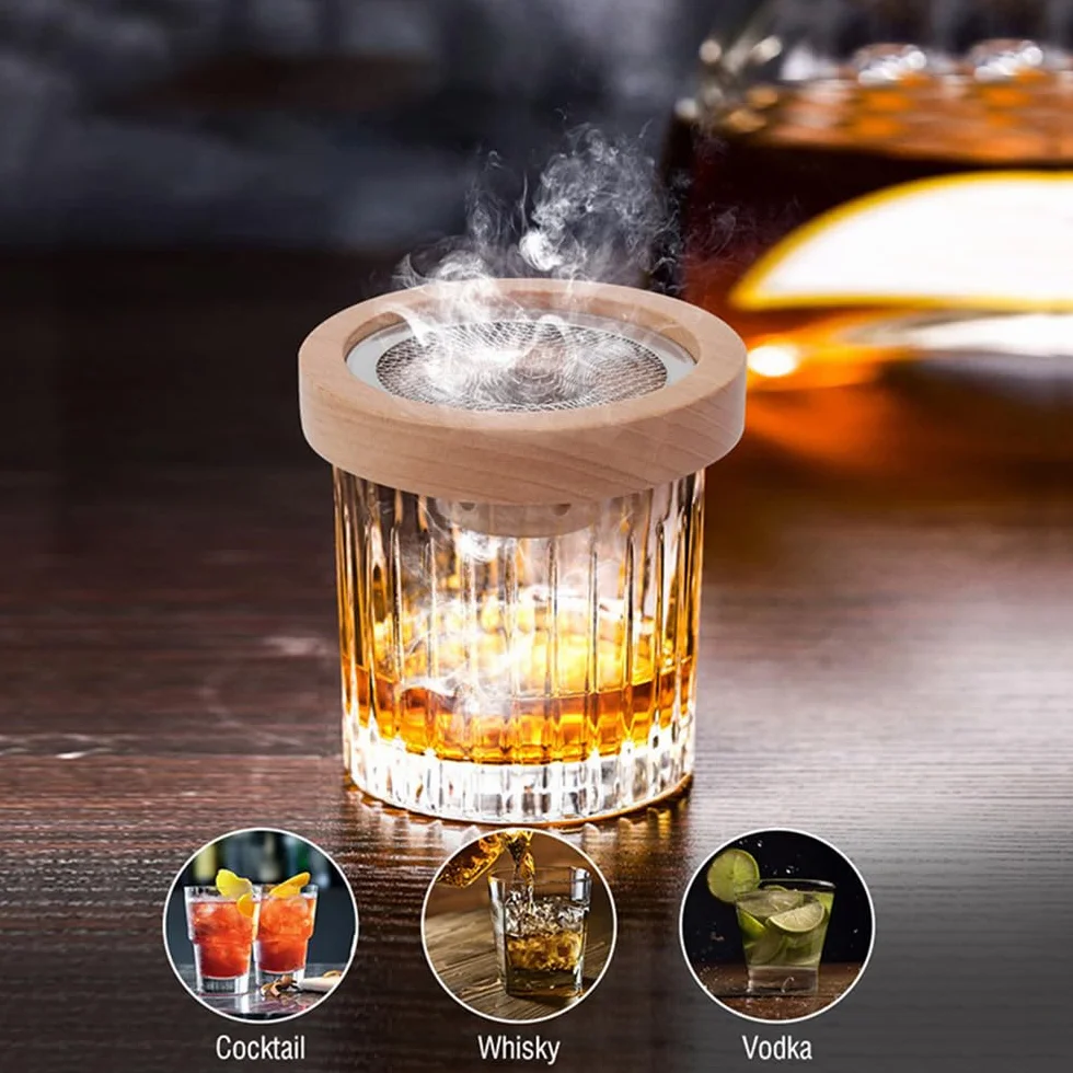 Zestaw do wędzenia koktajli z 4 wiórkami drzewnymi do whisky