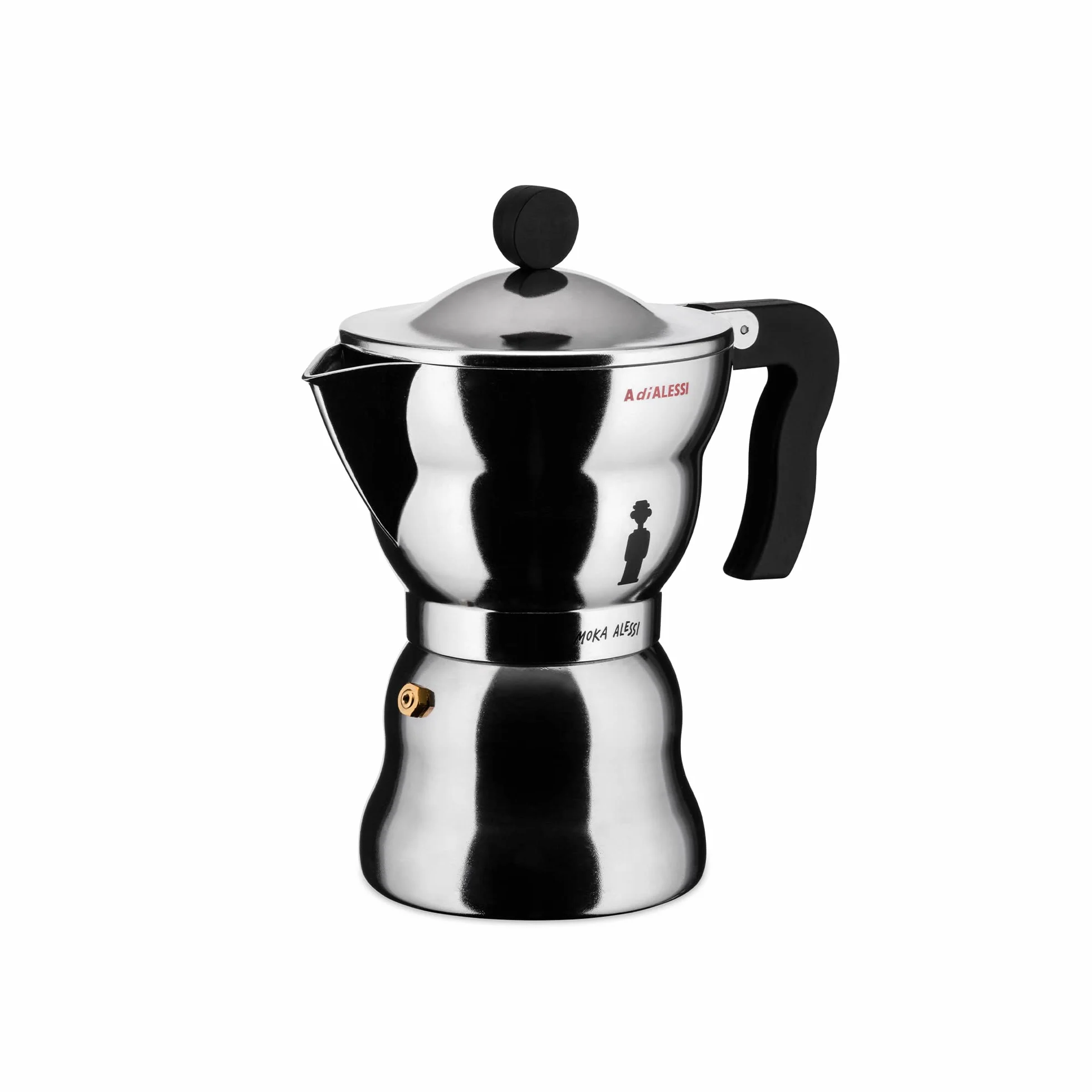 Alessi AAM33/6 - Ekspres do kawy espresso Design, aluminiowy korpus, uchwyt i gałka z żywicy termoplastycznej, 6 filiżanek