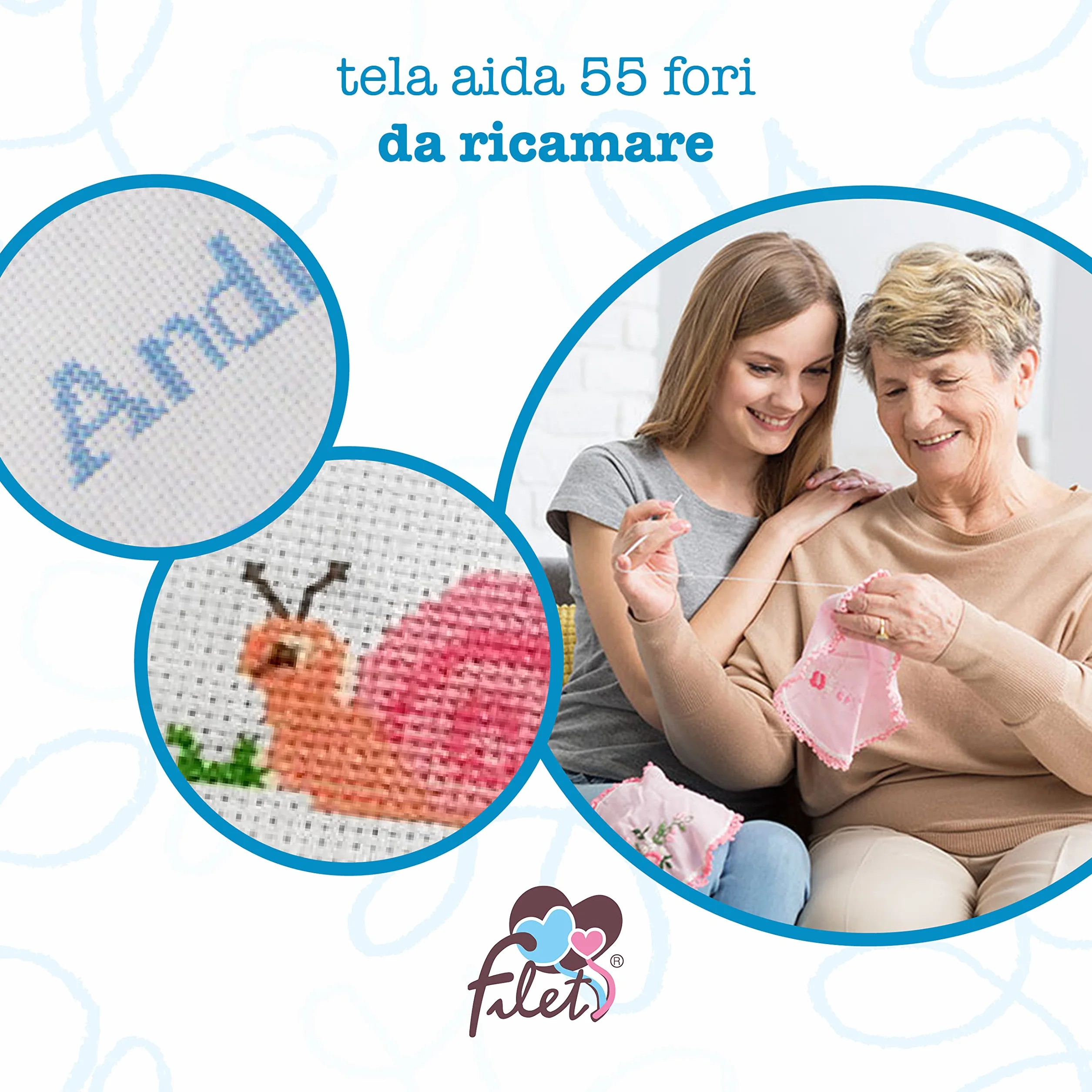 Filet - zestaw ręczników ze 100% bawełnianym ręcznikiem frotte w jednolitym kolorze z haftowaną wkładką z tkaniny Aida - różowy