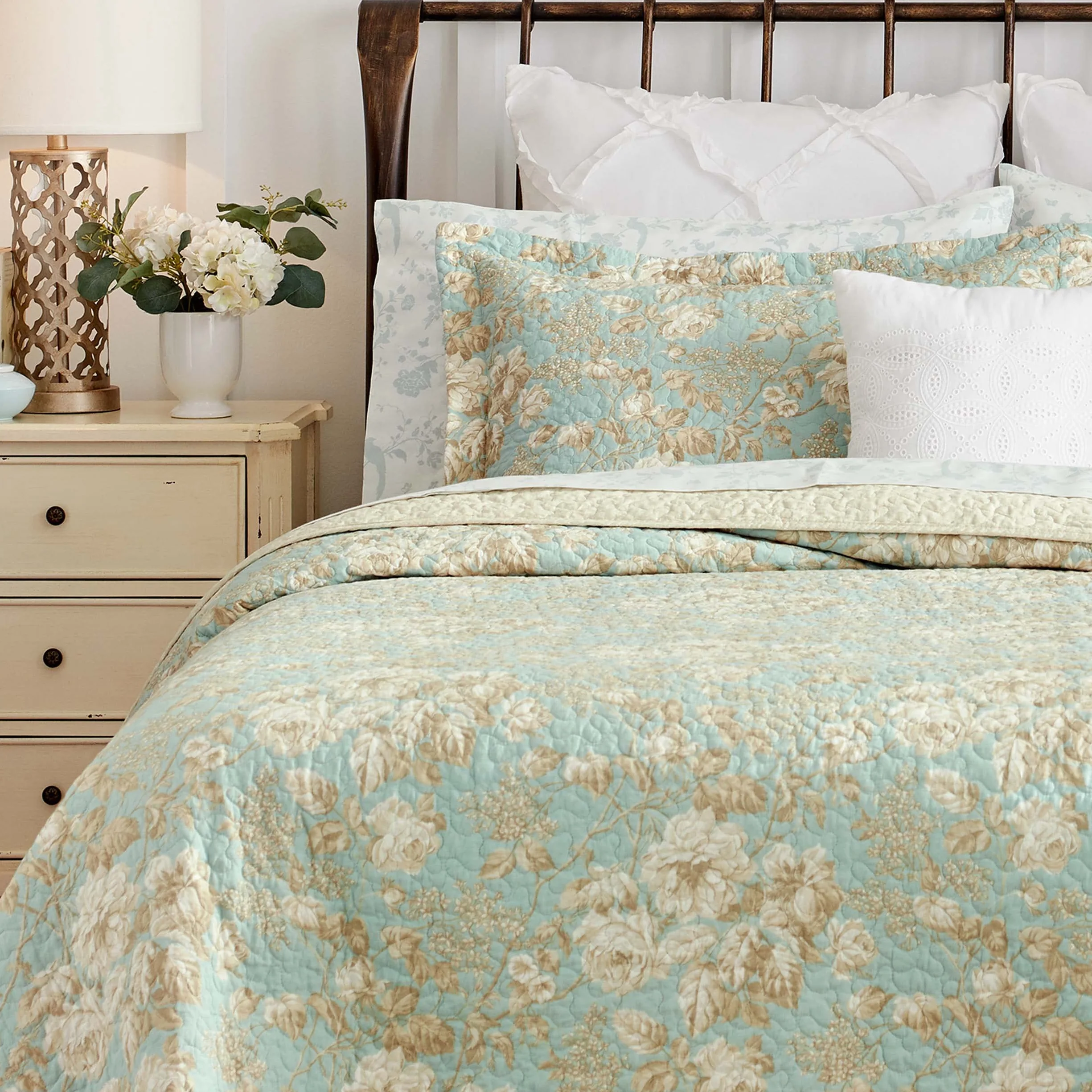 Laura Ashley | Zestaw kołder - ultramiękka pościel całoroczna, dwustronna stylowa narzuta z pasującą poszewką, bawełna, spokojna, królowa