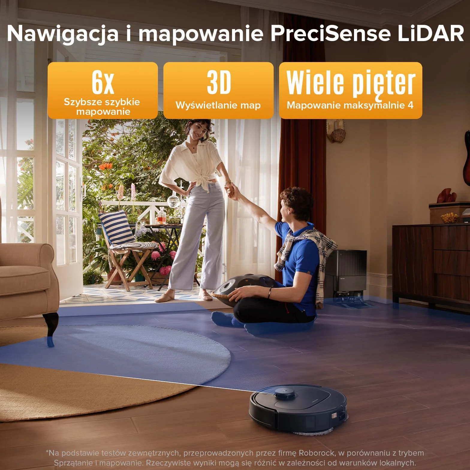 roborock QV 35A Set robot odkurzający, 8000Pa HyperForce, wielofunkcyjna stacja, mop obrotowy 200 obr./min i podnośnik 10 mm, zapobieganie splątaniu, unikanie przeszkód, mapowanie