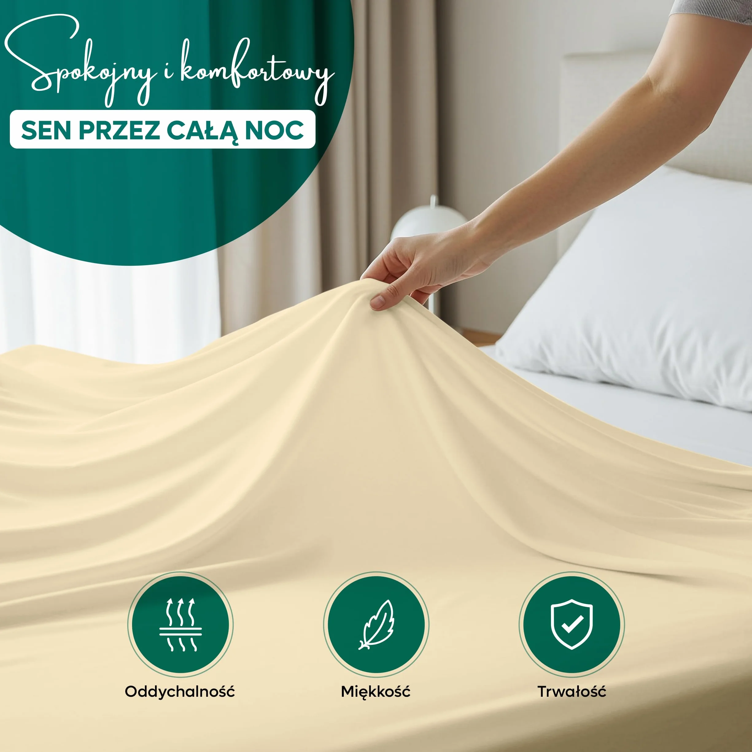 Utopia Bedding Płaskie Prześcieradło Podwójne 225 x 255 cm Beige Brushed Microfiber