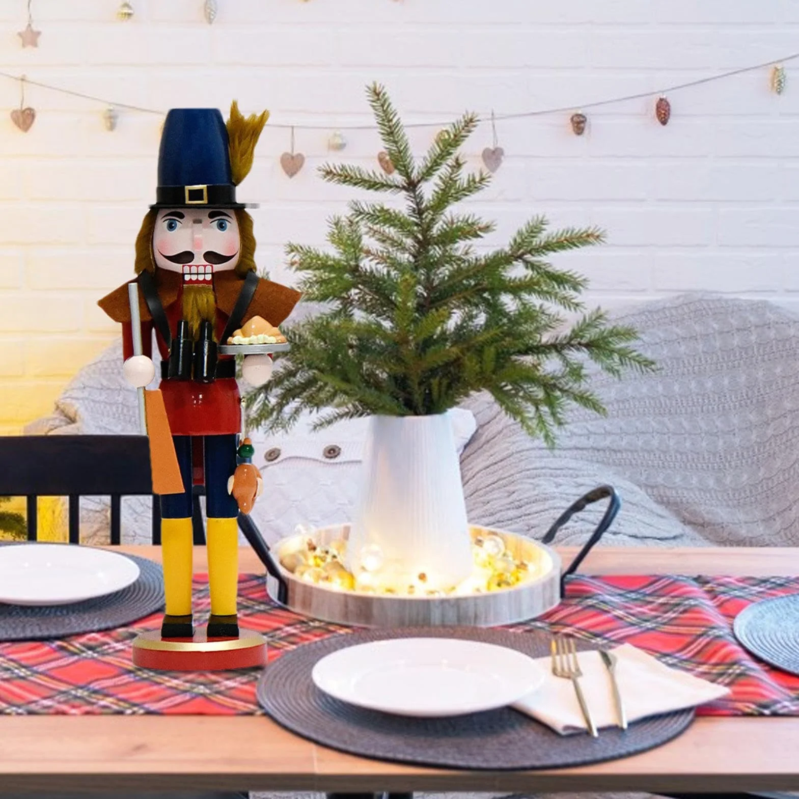 Traditional Wooden Nutcracker, King Nutcracker Figure, Nutcracker Christmas Decor, Nutcracker Ornament, X Mas Nutcracker Model, 15inches Classic Christmas Decoration for Christmas Decorations
